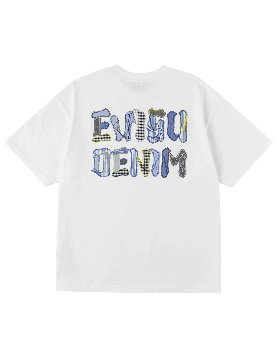 Fabric-mix Patchwork Seagull and Logo Applique T-shirt sold by Evisu