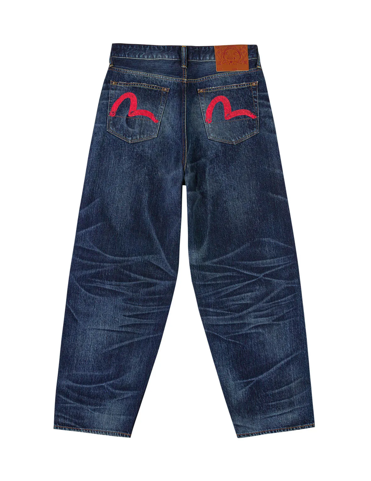 Mid-washed Seagull Print Loose Fit Jeans #2038 sold by Evisu