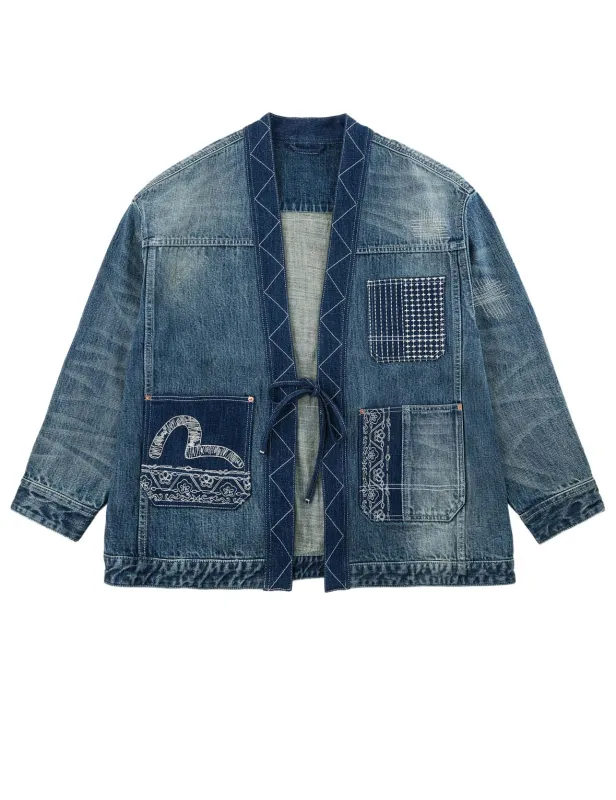 Boro Sashiko Denim Kimono Jacket made by Evisu