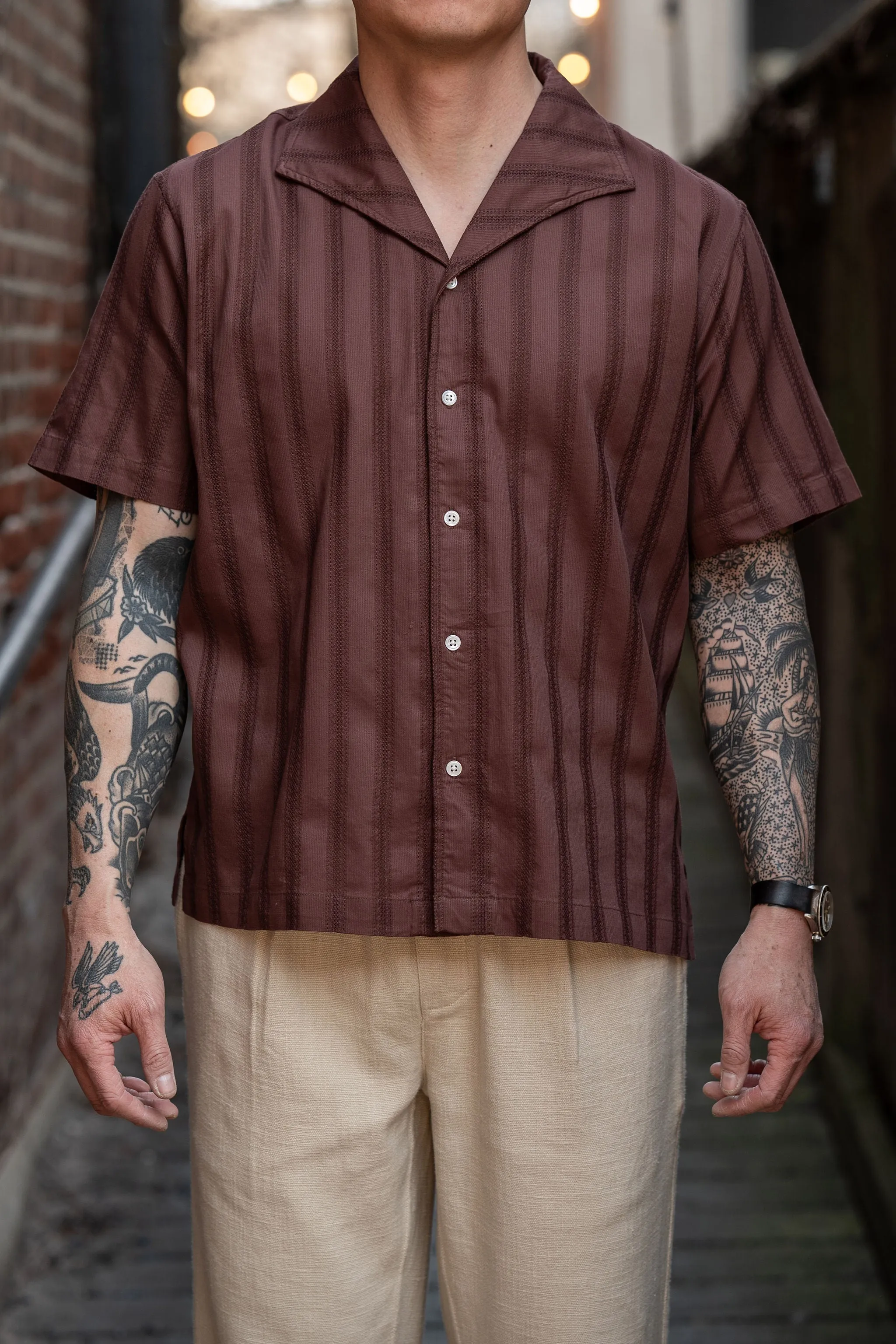 3sixteen Leisure Shirt - Brick Lace Weave sold by Franklin and Poe