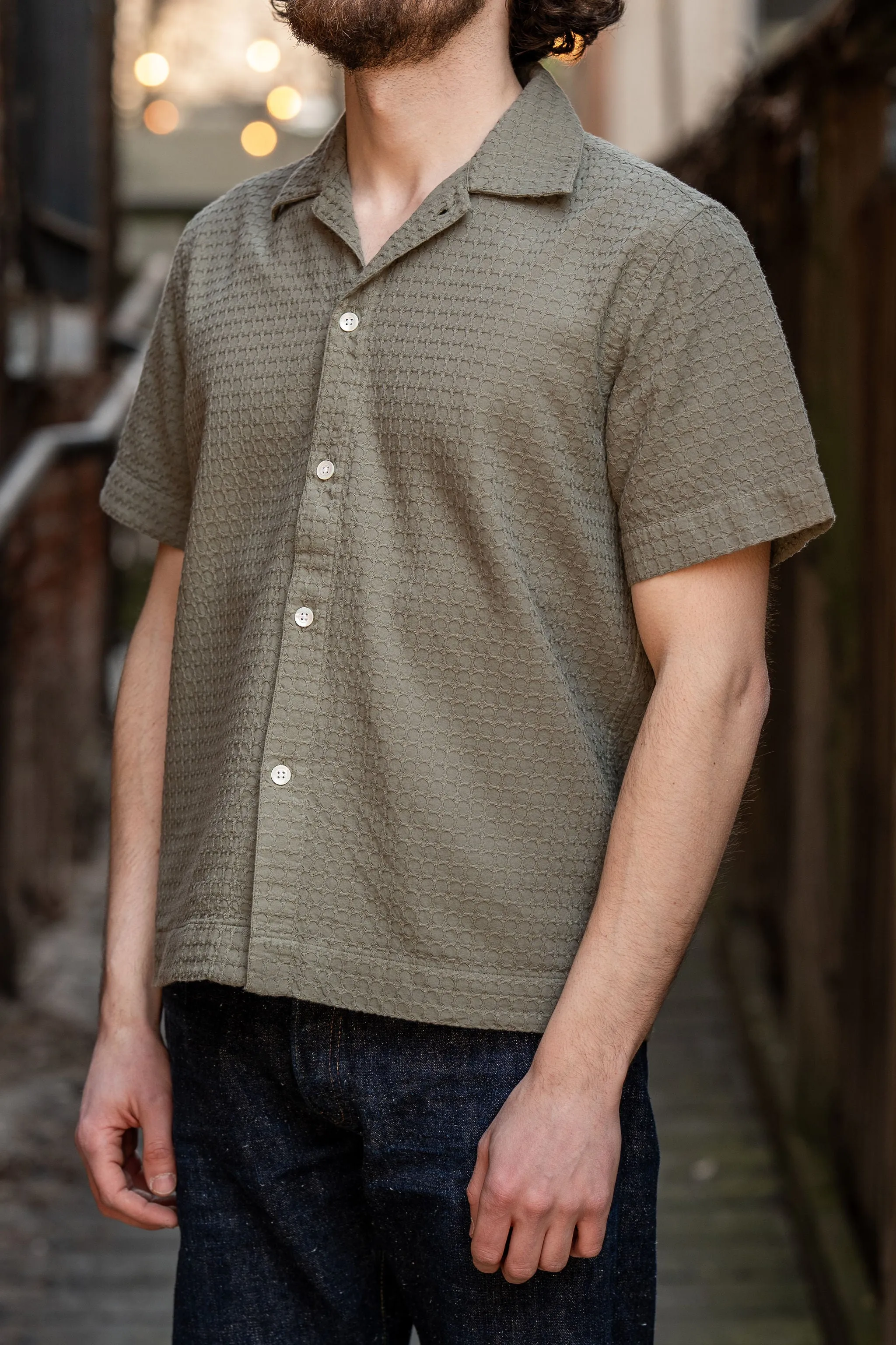 3sixteen Resort Shirt - Olive Geo Weave sold by Franklin and Poe product image thumbnail 2