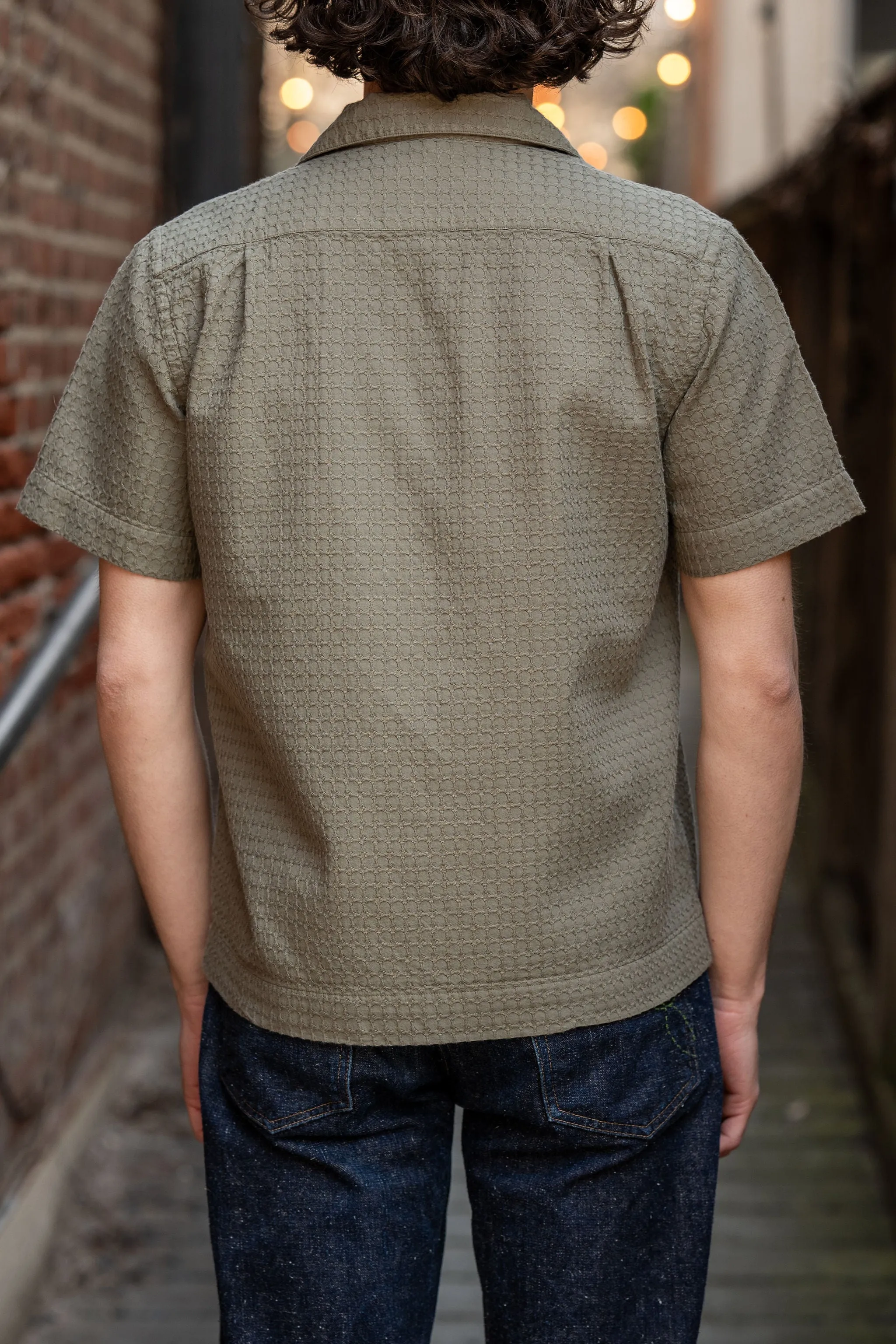 3sixteen Resort Shirt - Olive Geo Weave sold by Franklin and Poe product image thumbnail 3