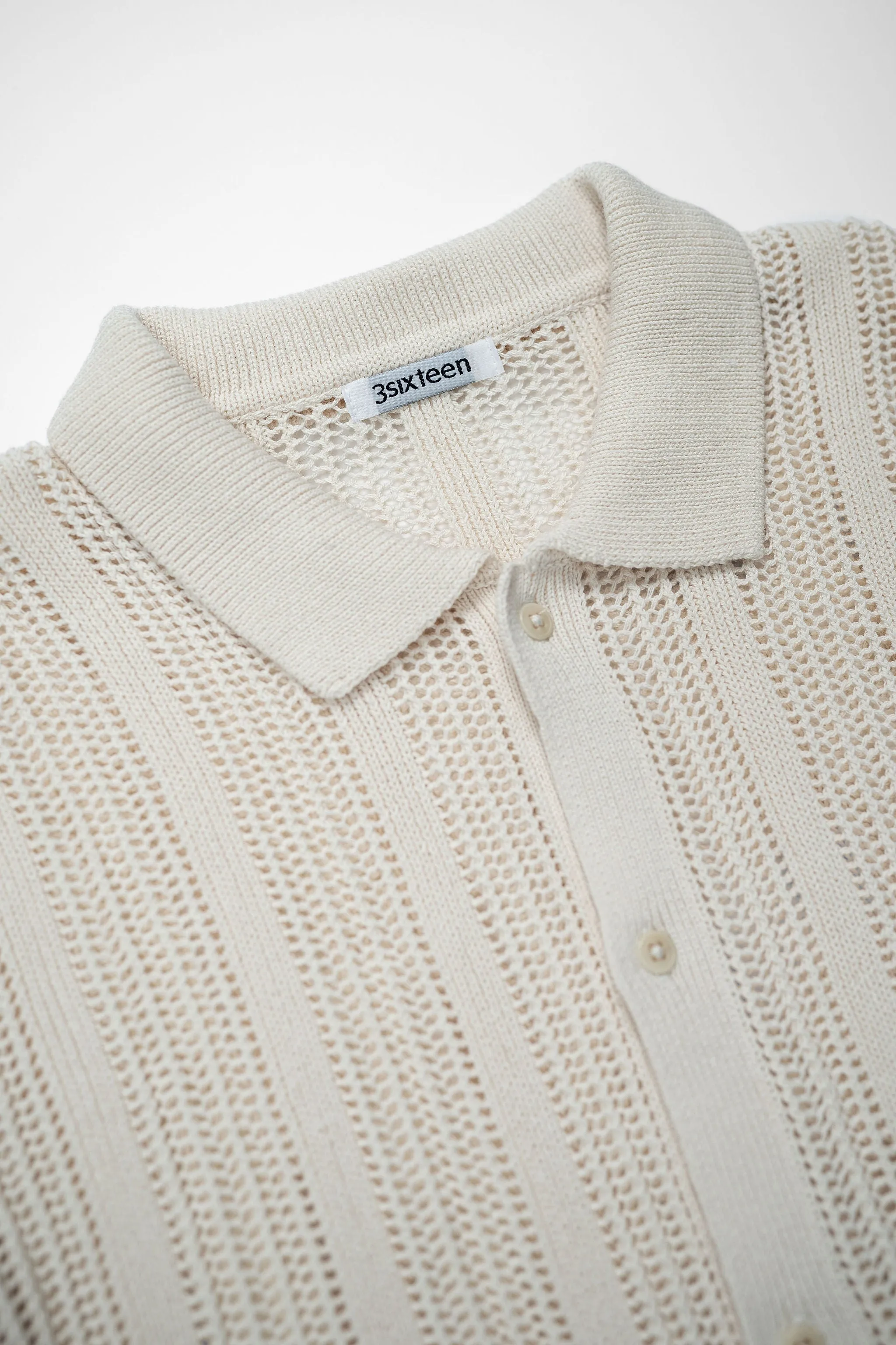 3sixteen Short Sleeve Knit Shirt - Ecru Mesh Stripe sold by Franklin and Poe product image thumbnail 5