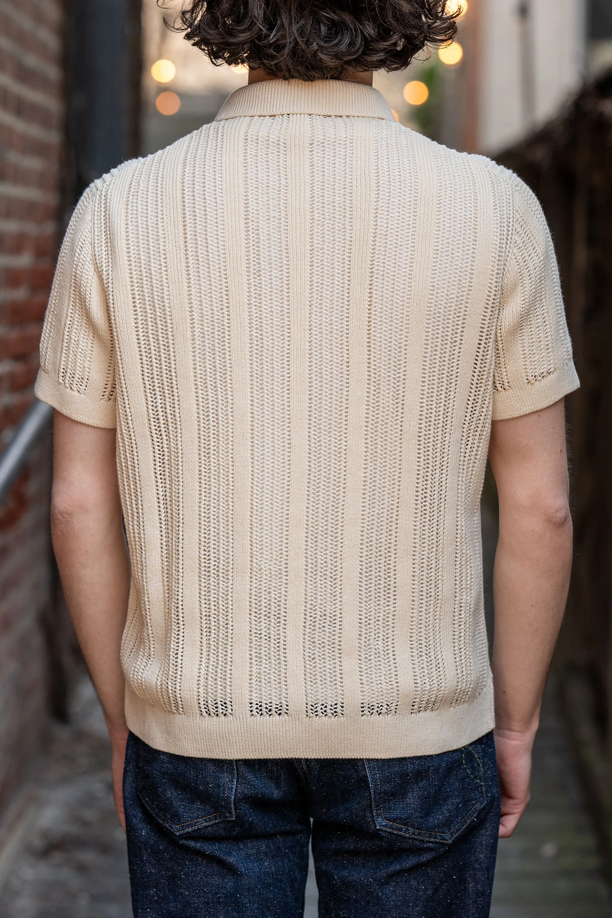 3sixteen Short Sleeve Knit Shirt - Ecru Mesh Stripe sold by Franklin and Poe product image thumbnail 3
