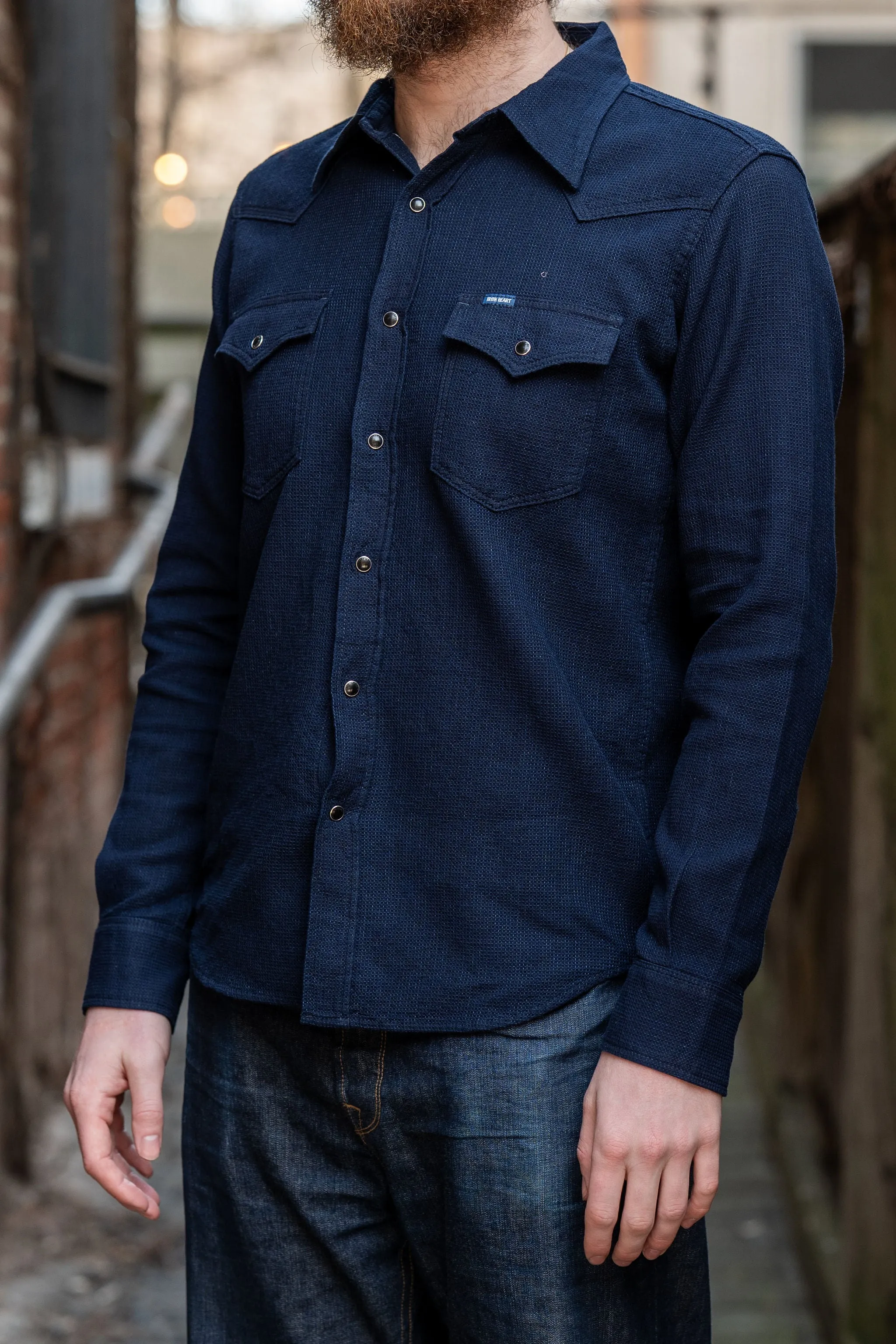 Iron Heart IHSH-413-IND 5oz Selvedge Dobby Cloth Western Shirt - Indigo sold by Franklin and Poe product image thumbnail 2