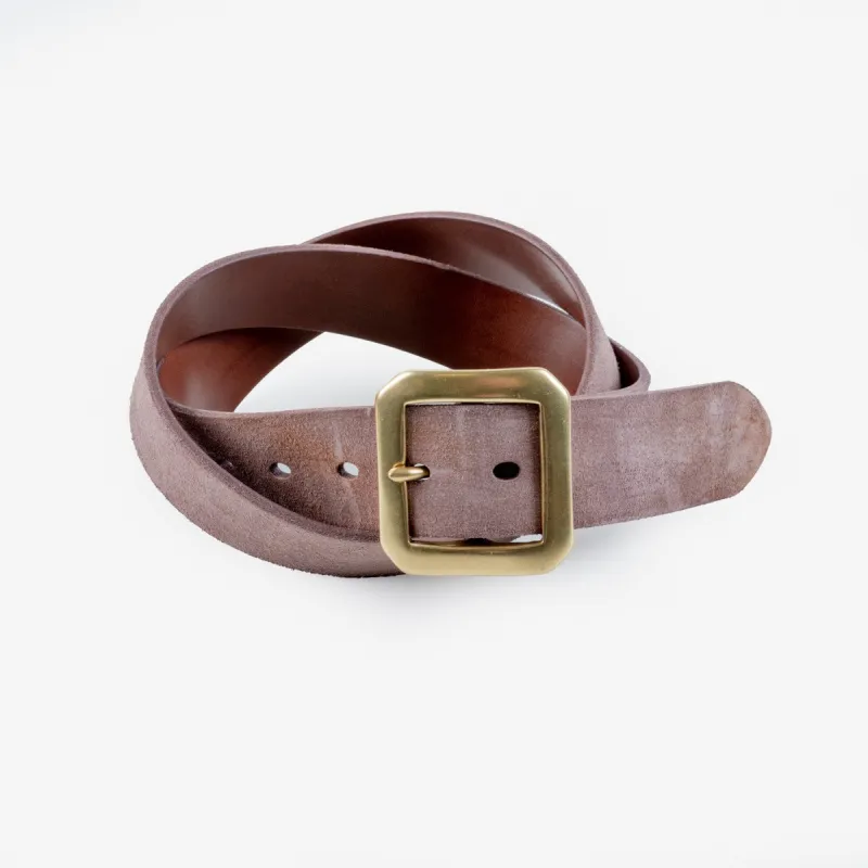 Obbi Good Label Single Prong Garrison Buckle Leather Belt - Rough Out Brown sold by Franklin and Poe