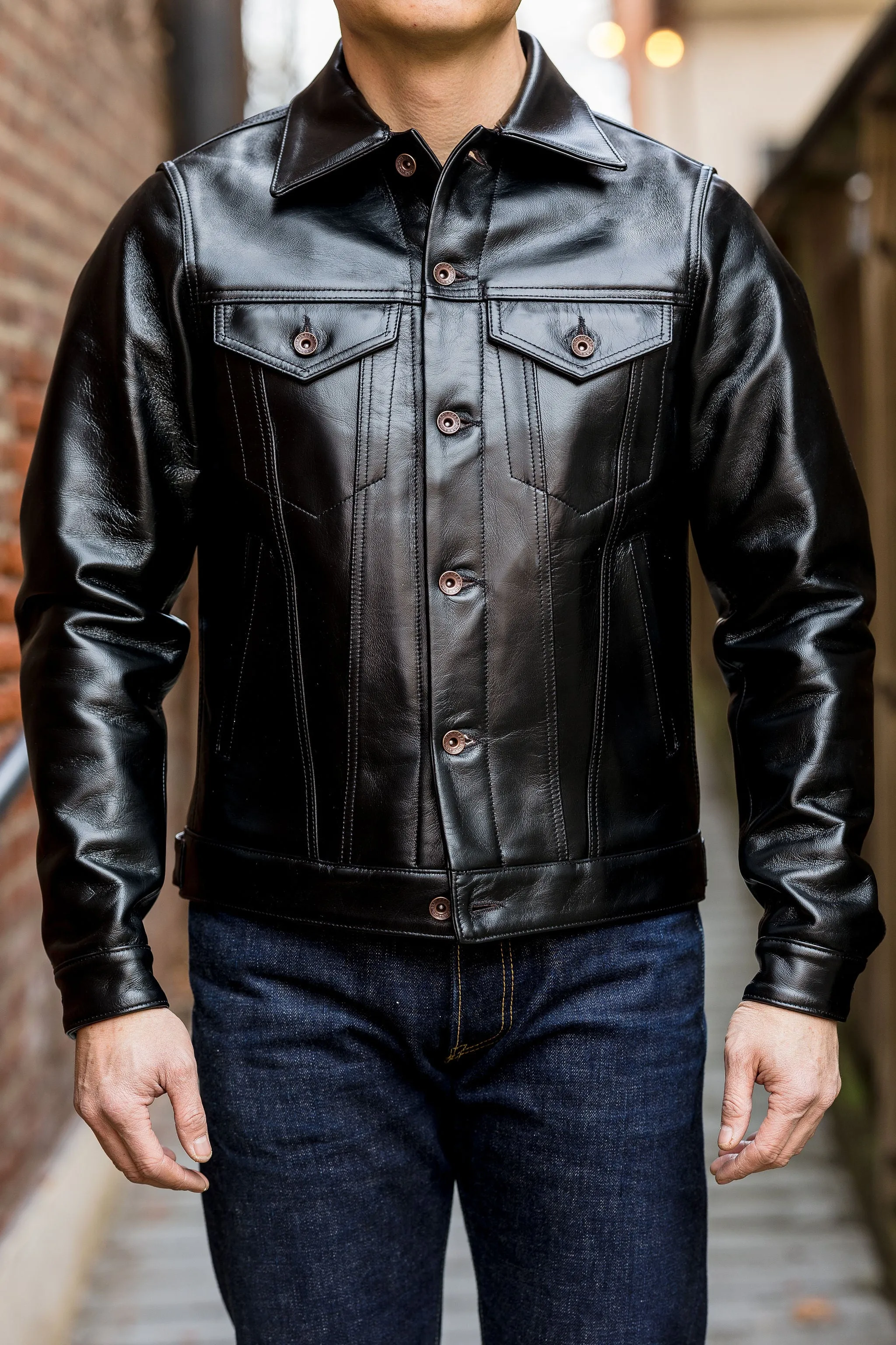 Iron Heart IHJ-64-BLK Horsehide Modified Type III Jacket - Black sold by Franklin and Poe