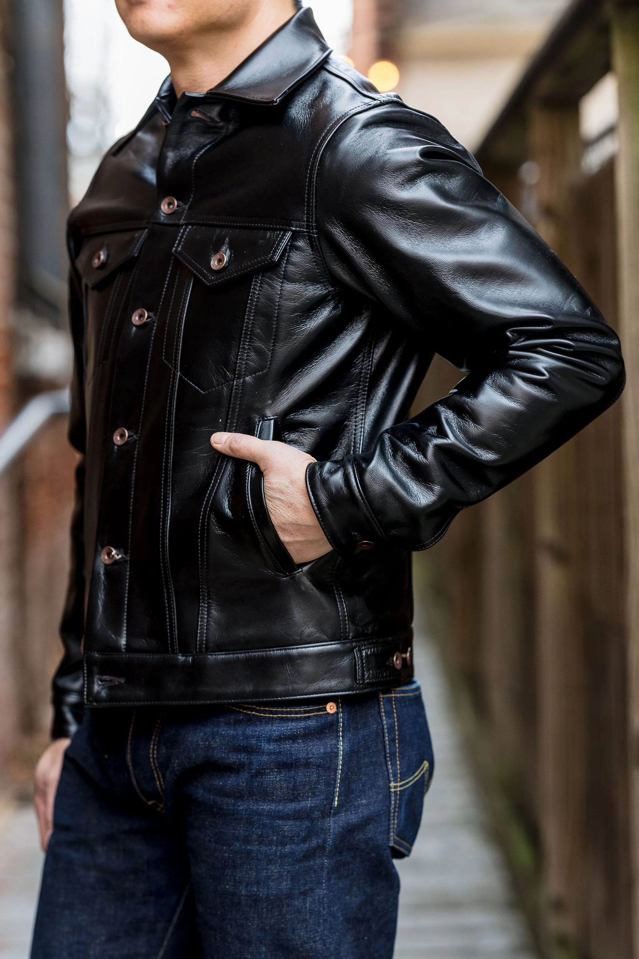 Iron Heart IHJ-64-BLK Horsehide Modified Type III Jacket - Black sold by Franklin and Poe product image thumbnail 2