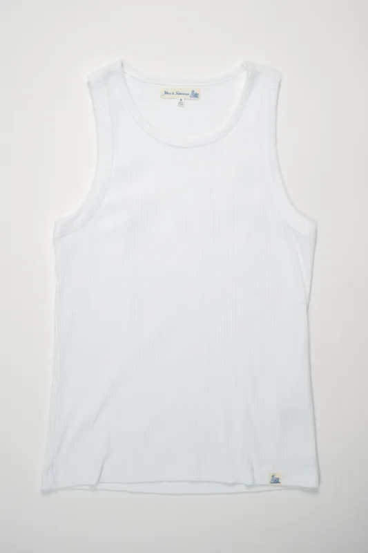 Merz b. Schwanen RIBTANK01 Good Basics 7.2oz Ribbed Tanktop - White sold by Franklin and Poe