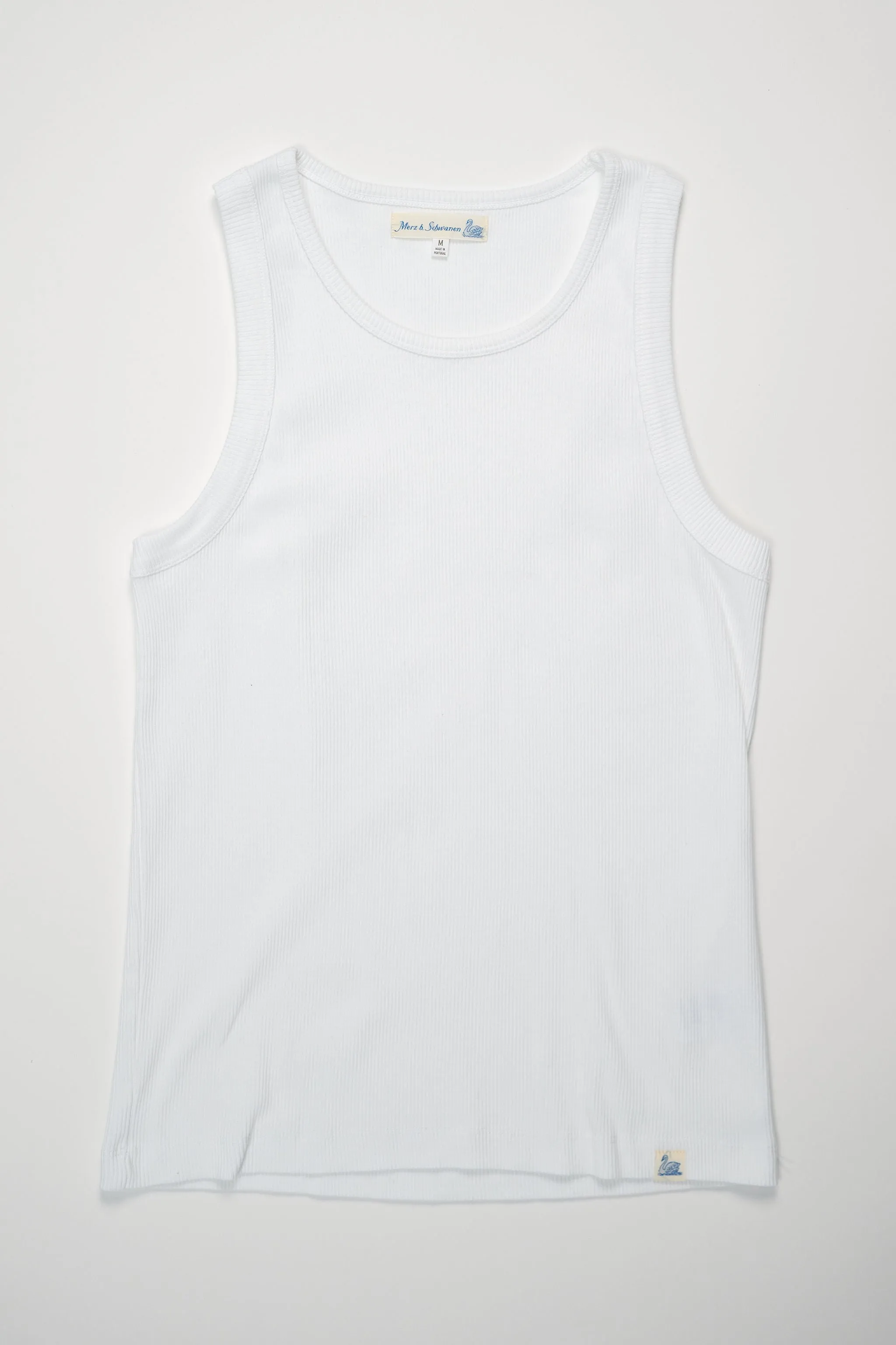Merz b. Schwanen RIBTANK01 Good Basics 7.2oz Ribbed Tanktop - White sold by Franklin and Poe