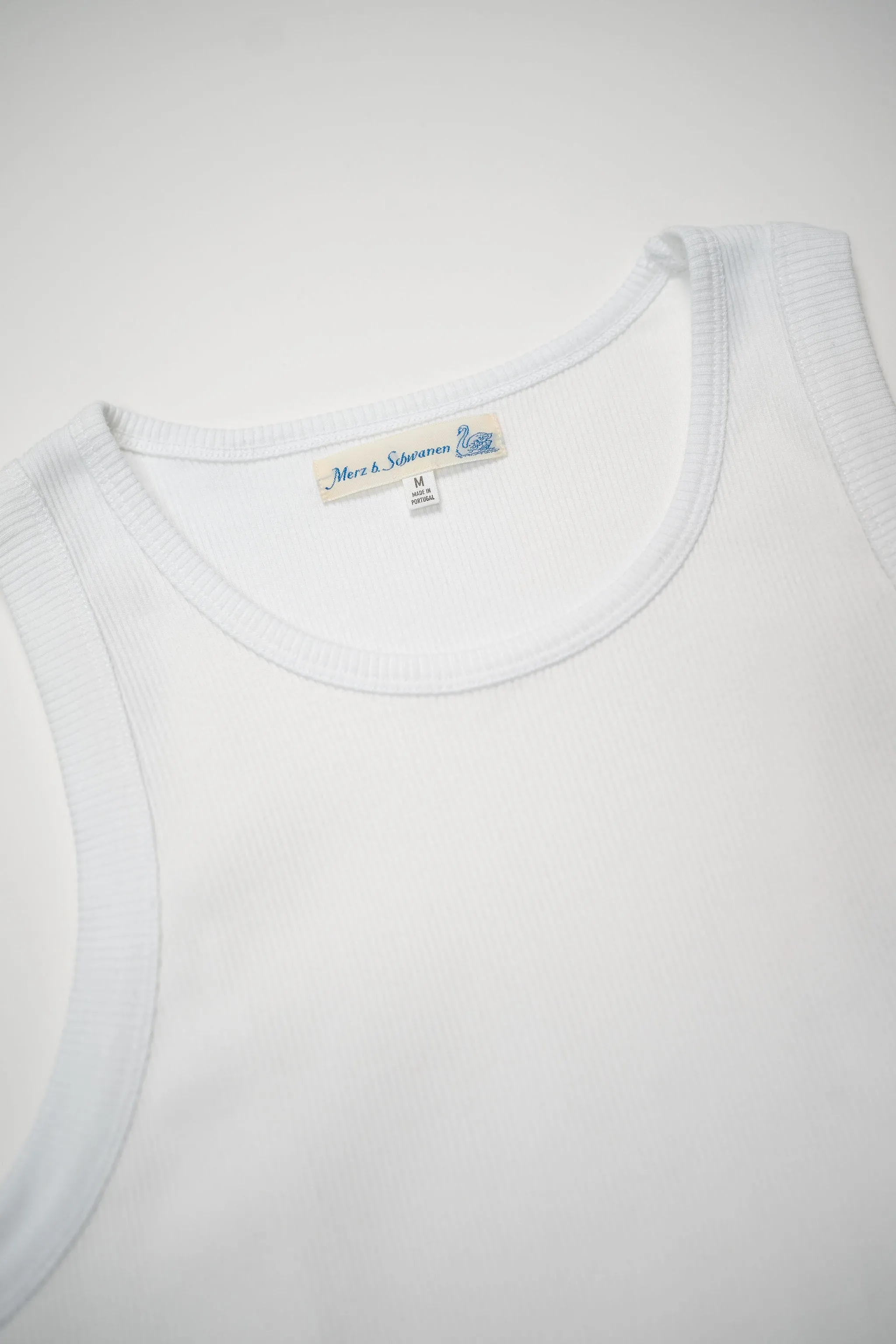 Merz b. Schwanen RIBTANK01 Good Basics 7.2oz Ribbed Tanktop - White sold by Franklin and Poe product image thumbnail 2
