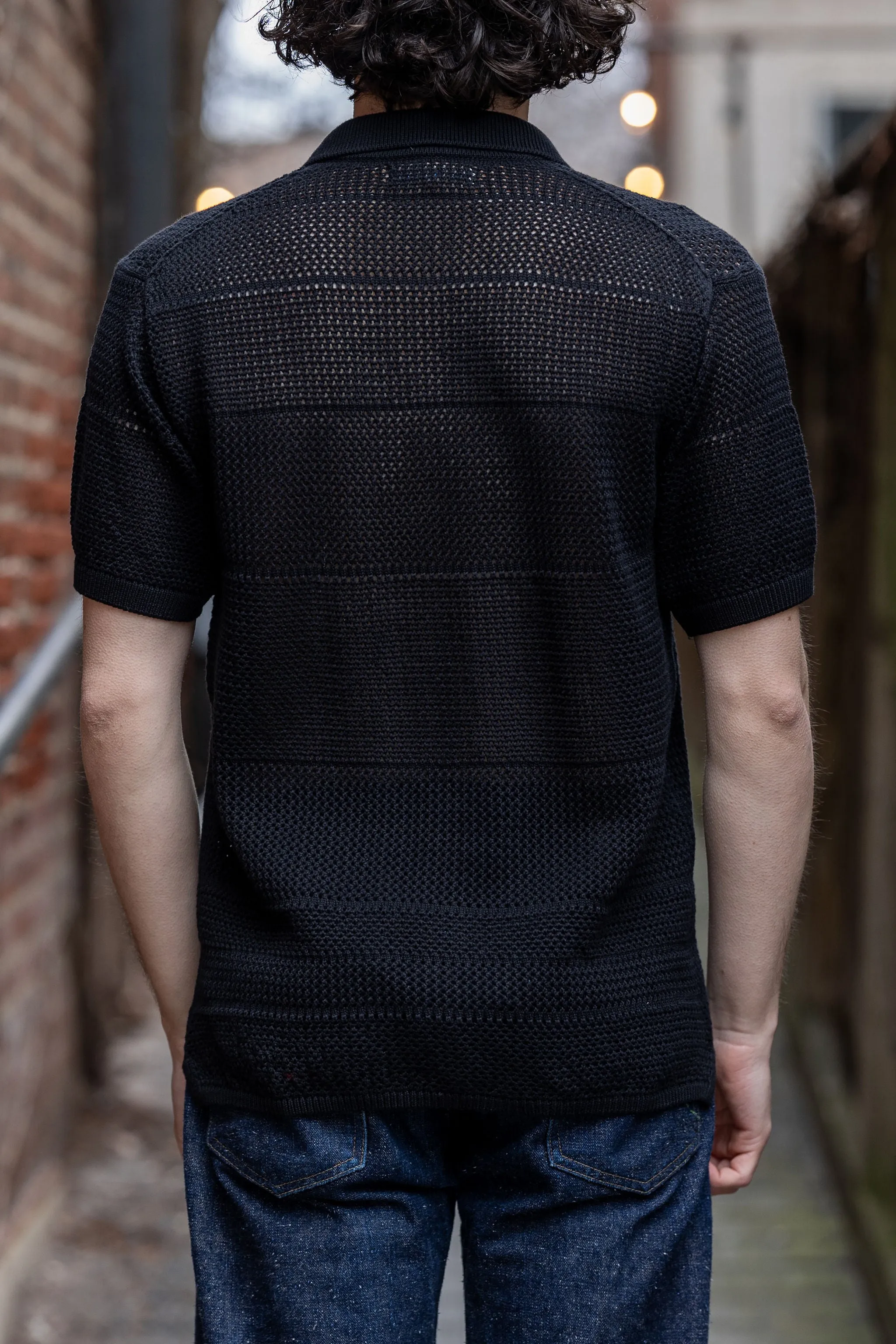 Merz b. Schwanen KNITSHIRT01 Crochet Shirt - Deep Black sold by Franklin and Poe product image thumbnail 3