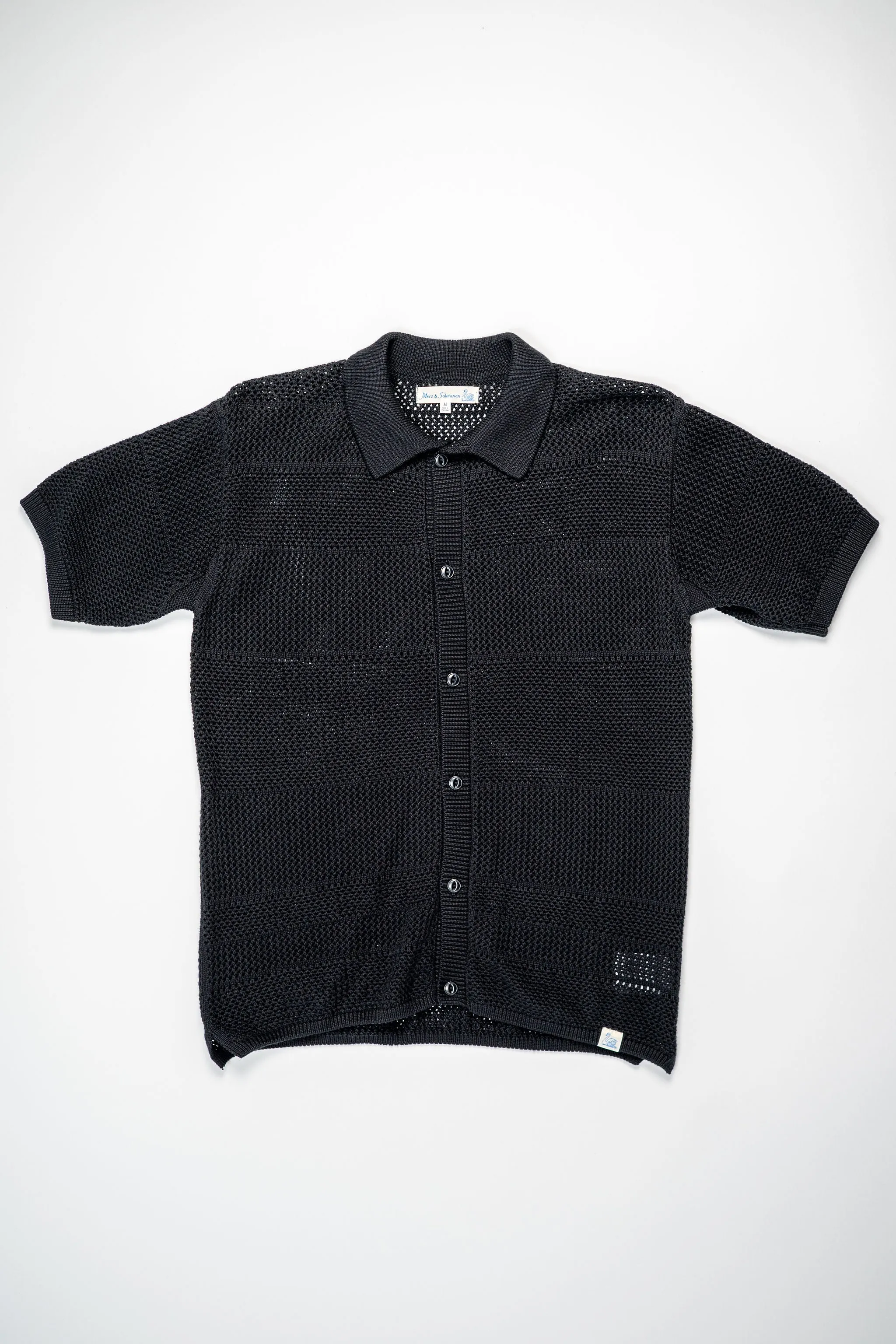 Merz b. Schwanen KNITSHIRT01 Crochet Shirt - Deep Black sold by Franklin and Poe product image thumbnail 4