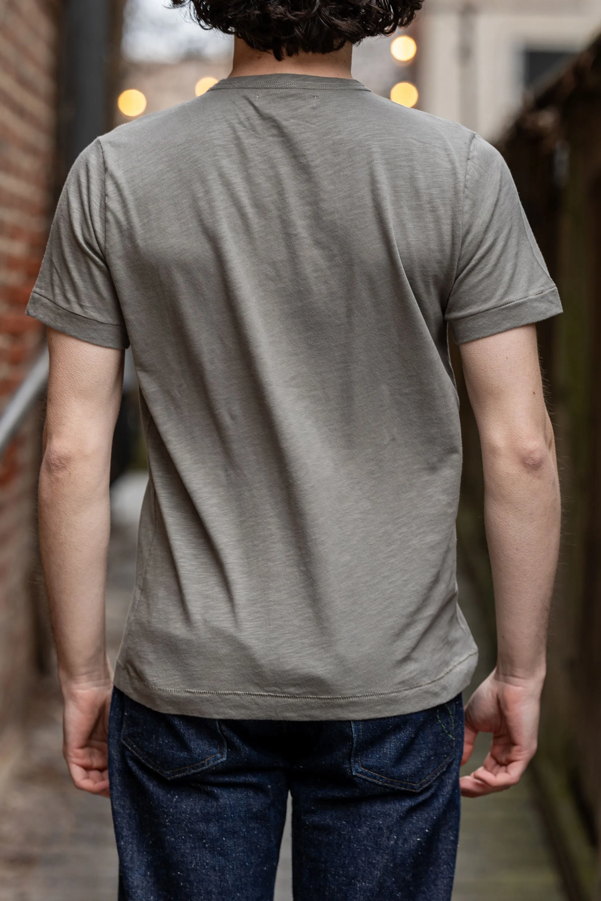 Merz b. Schwanen SCT04 Good Basics 4.9oz Relaxed Fit Pima Slub T-Shirt - Vintage Army sold by Franklin and Poe product image thumbnail 2