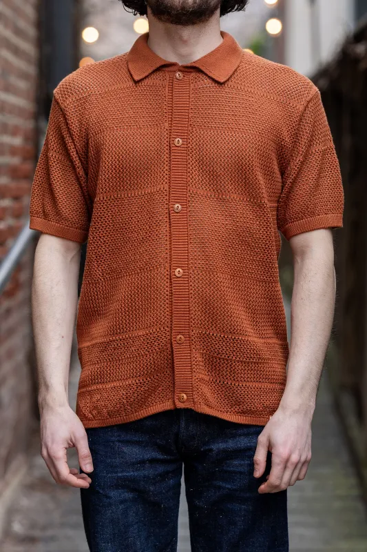 Merz b. Schwanen KNITSHIRT01 Crochet Shirt - Caramel sold by Franklin and Poe