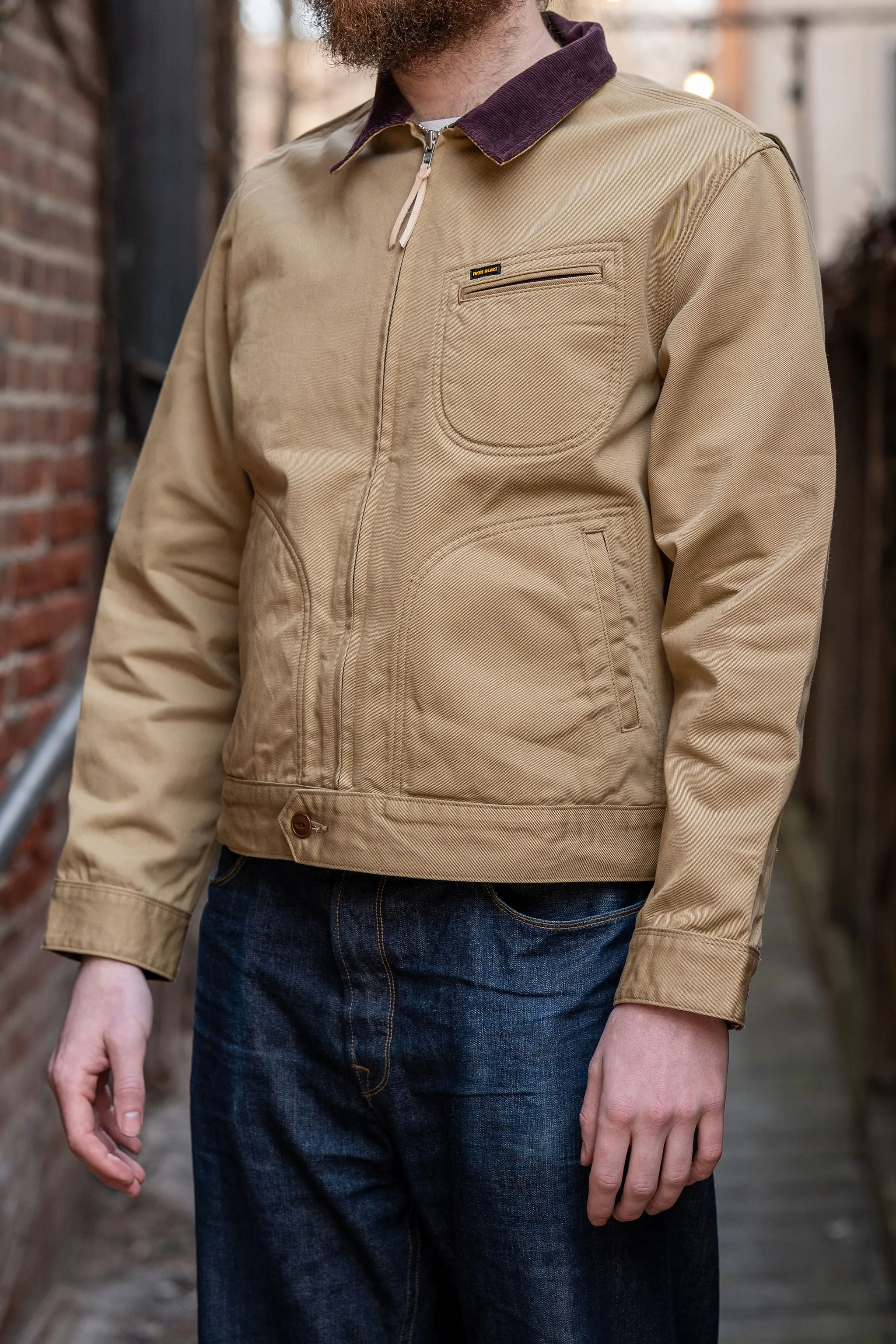 Iron Heart IHJ-144-BEI Kurashikizome 12oz Twill Work Jacket - Beige sold by Franklin and Poe product image thumbnail 2