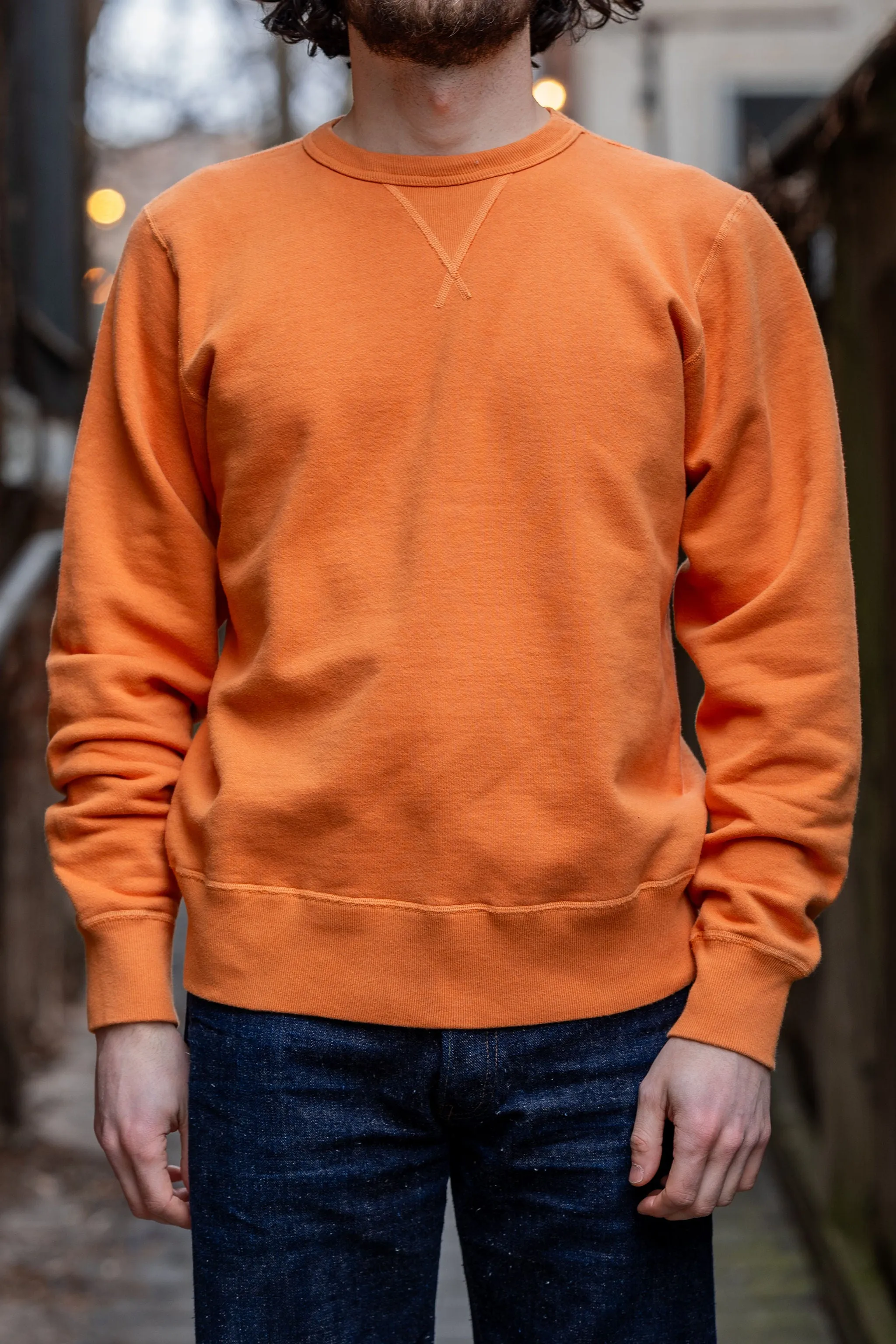 Buzz Rickson's BR65622 Set-in Crew Neck Sweatshirt - Orange sold by Franklin and Poe