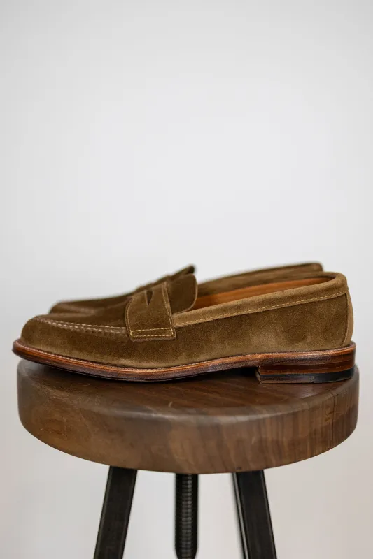 Alden 6243F Unlined Leisure Handsewn Penny Loafer LHS - Snuff Suede sold by Franklin and Poe
