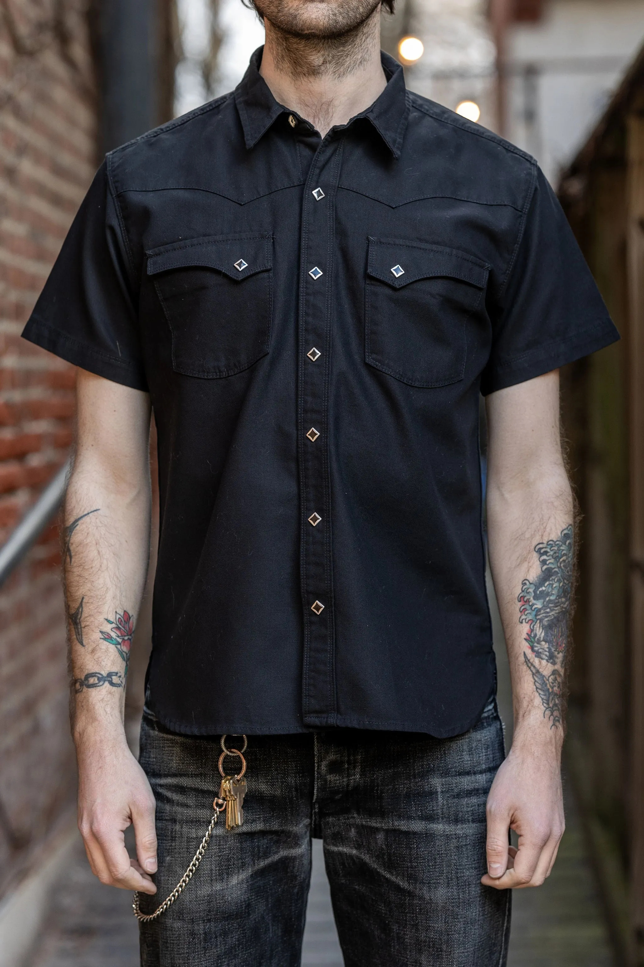 Freenote Cloth Calico S/S - 9oz Black Oxford sold by Franklin and Poe