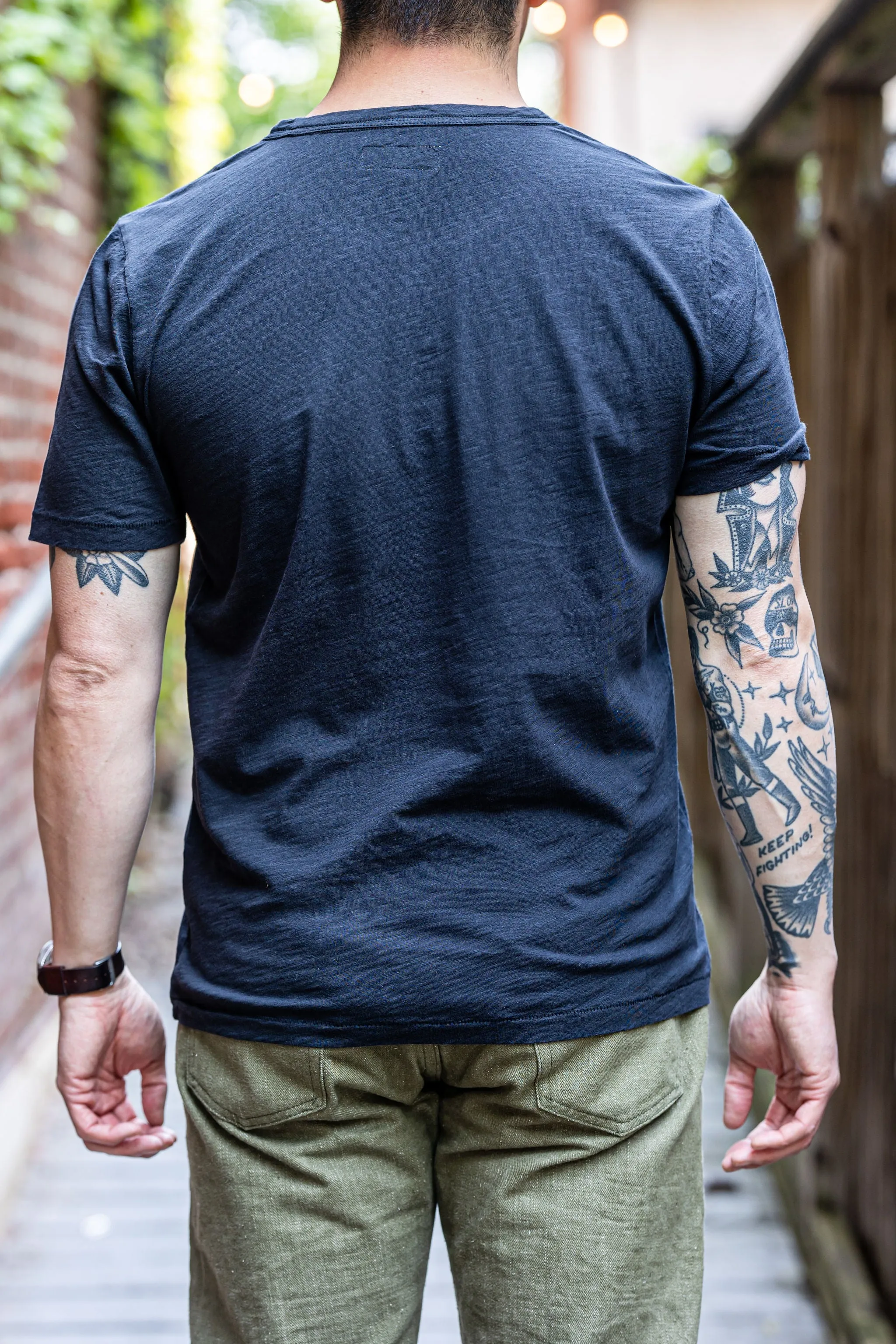 Merz b. Schwanen SCT04 Good Basics 5.8oz Relaxed Fit Pima Slub T-Shirt - Deep Black sold by Franklin and Poe product image thumbnail 2