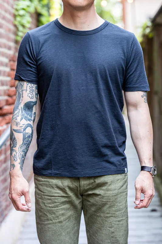 Merz b. Schwanen SCT04 Good Basics 5.8oz Relaxed Fit Pima Slub T-Shirt - Deep Black made by Merz B. Schwanen