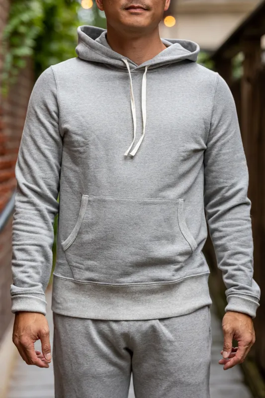 Merz b. Schwanen 382 Loopwheel Hoodie - Grey Melange sold by Franklin and Poe