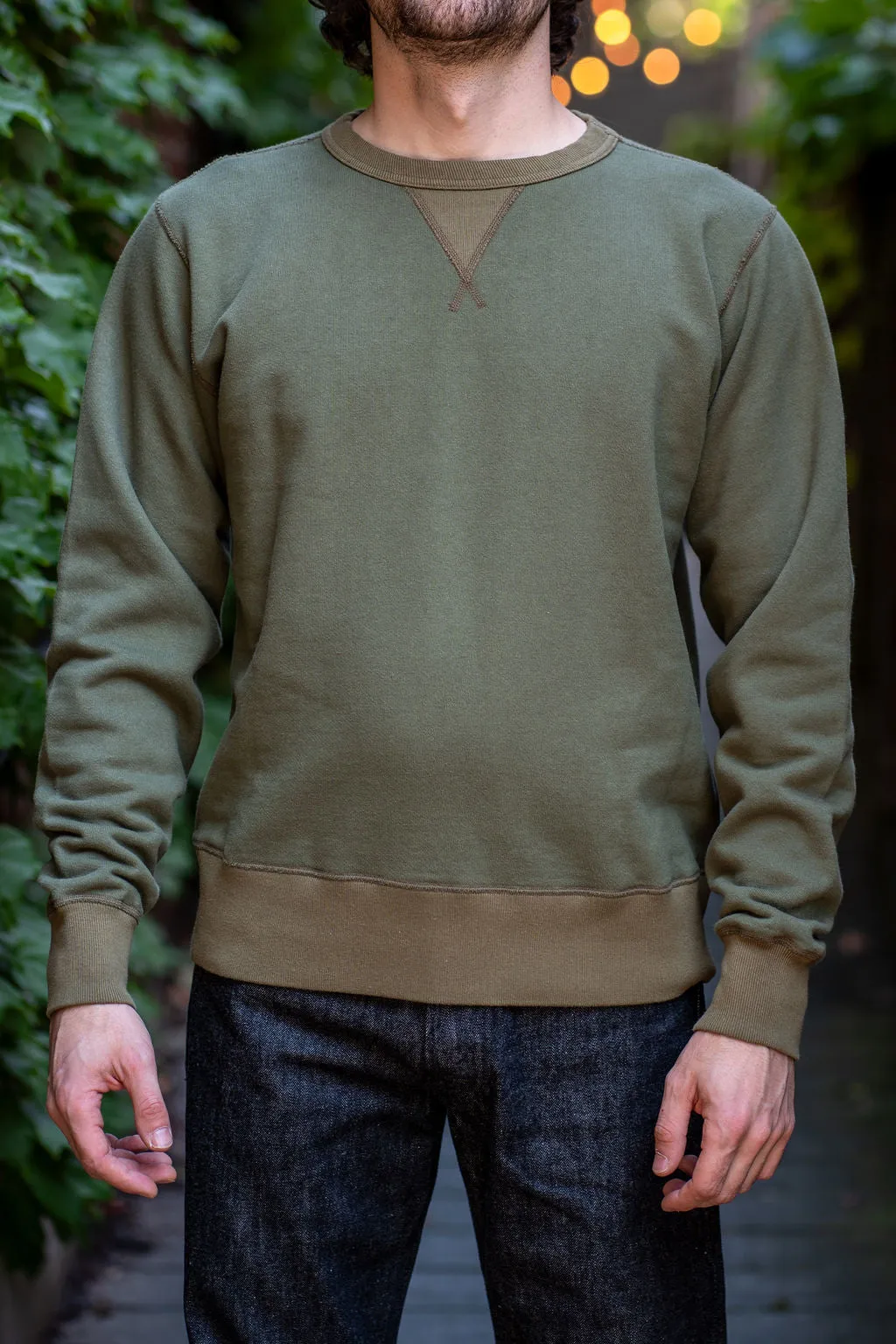 Buzz Rickson's BR65622 Set-in Crew Neck Sweatshirt - Olive sold by Franklin and Poe