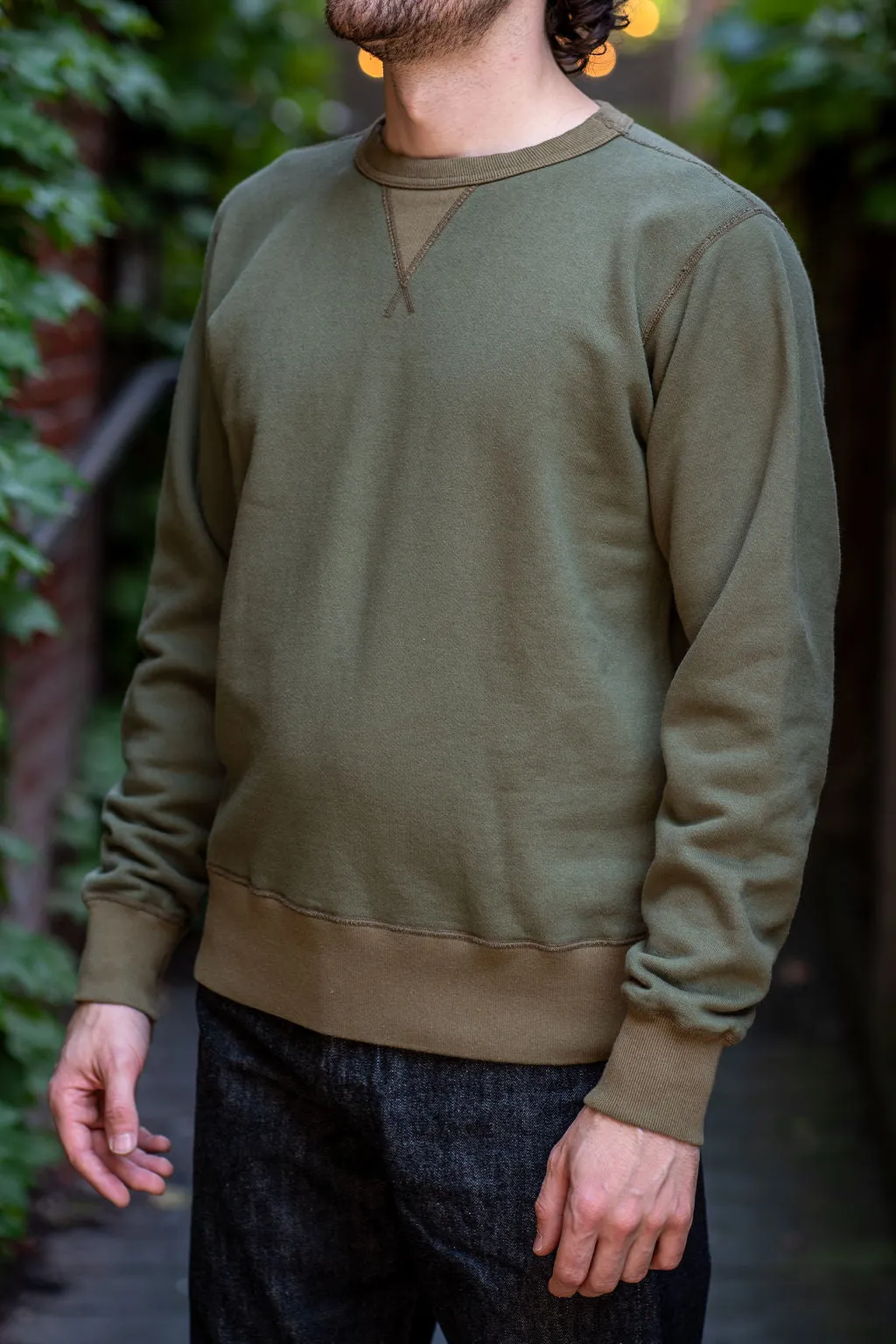 Buzz Rickson's BR65622 Set-in Crew Neck Sweatshirt - Olive sold by Franklin and Poe product image thumbnail 2