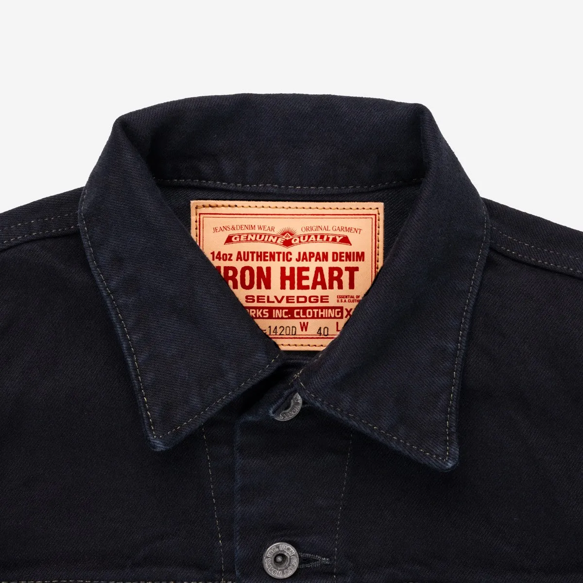 Iron Heart IH-526-142OD 14oz Selvedge Denim Modified Type III Jacket - Indigo Overdyed Black sold by Franklin and Poe product image thumbnail 5