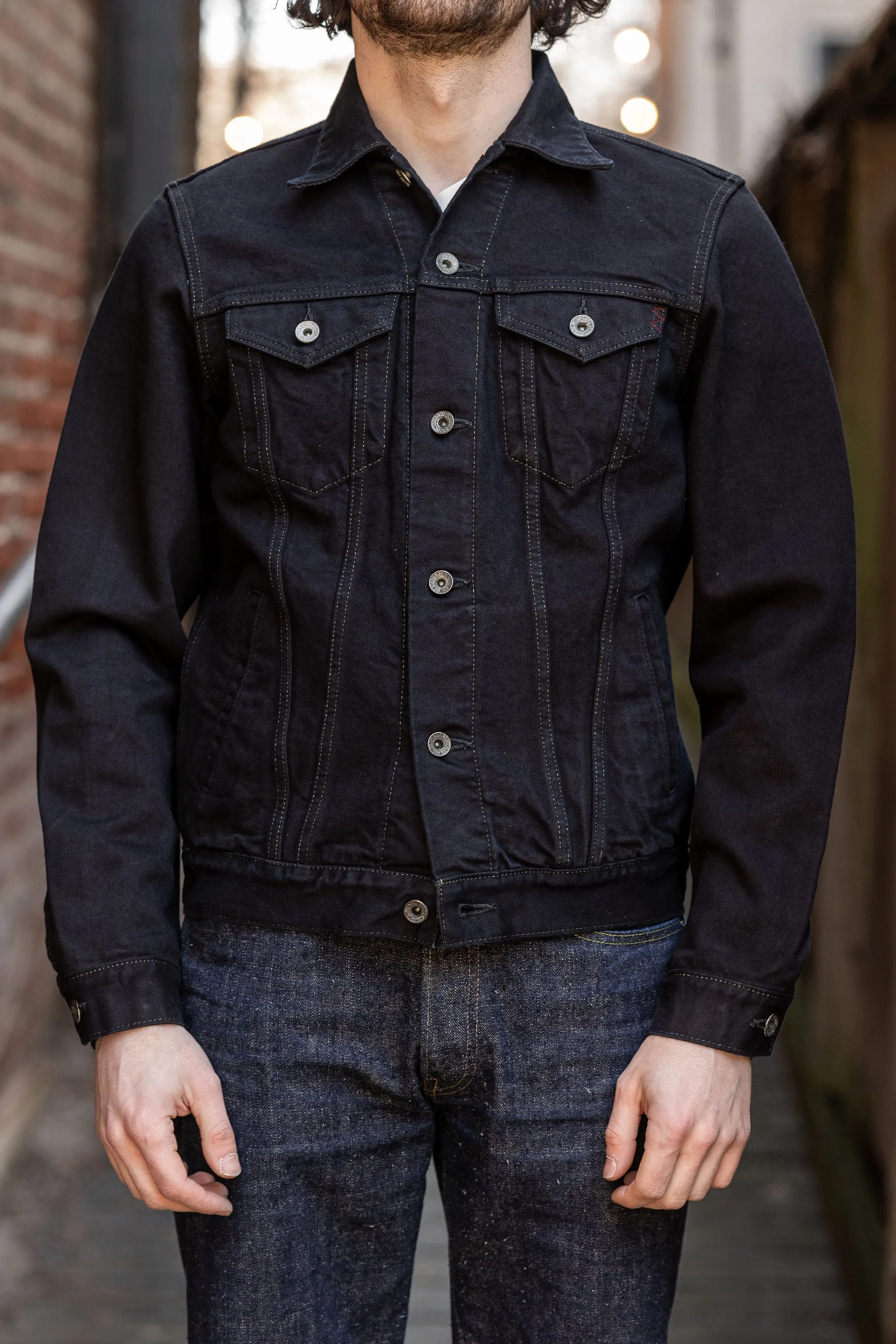 Iron Heart IH-526-142OD 14oz Selvedge Denim Modified Type III Jacket - Indigo Overdyed Black sold by Franklin and Poe