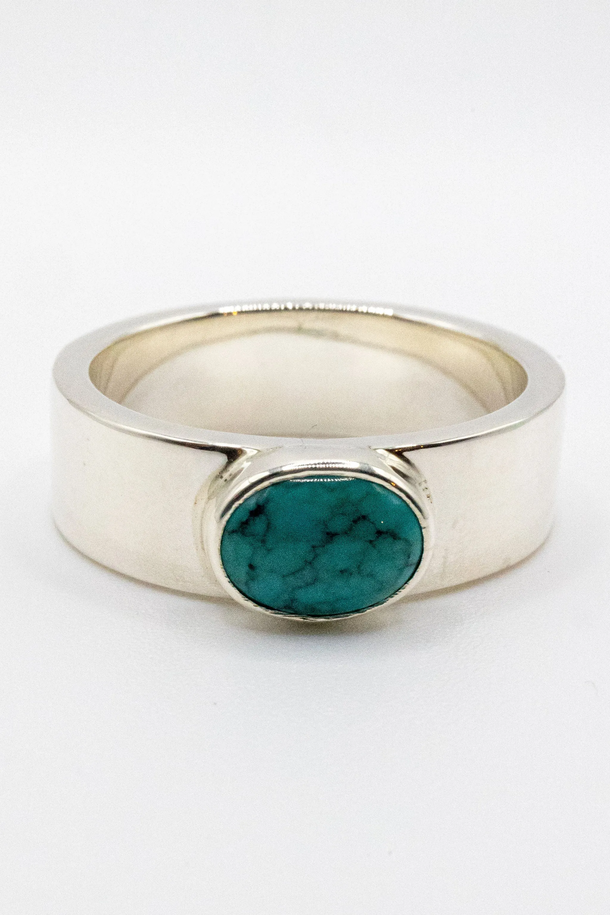 First Arrow's R-081 Flat Hammered Ring with Turquoise sold by Franklin and Poe product image thumbnail 2