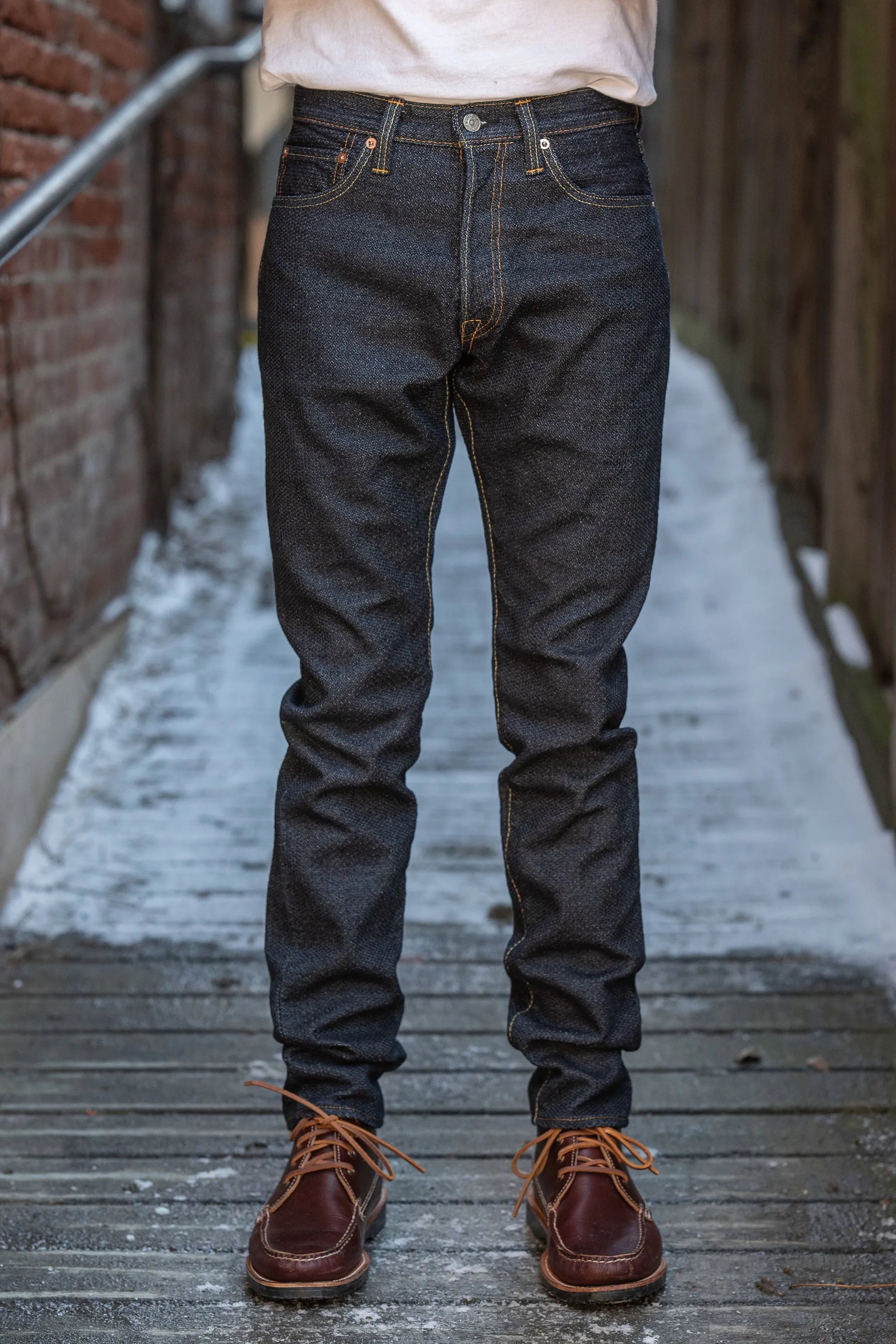 Pure Blue Japan 1170-2-ID Sashiko Pants Relax Taper - Indigo x Indigo sold by Franklin and Poe