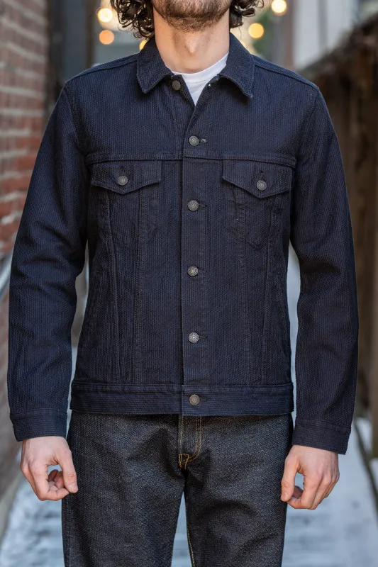 Pure Blue Japan 6221-ID Woven Sashiko Denim Type III - Indigo x Black sold by Franklin and Poe