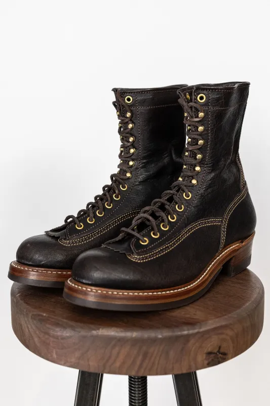 John Lofgren Donkey Puncher - 8" Ezo Shika Burnt Dark Brown Deerskin sold by Franklin and Poe