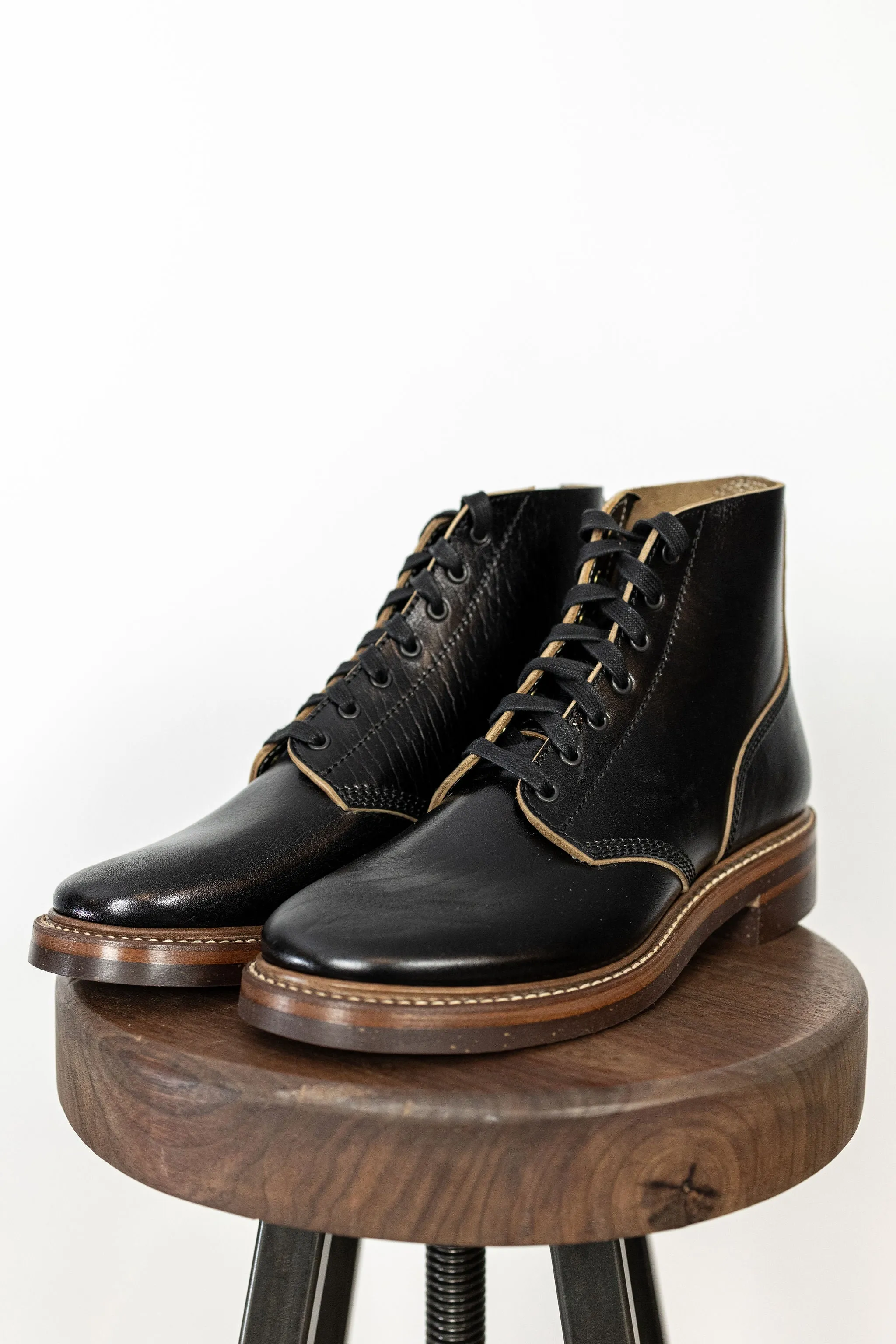 John Lofgren M-43 Service Shoes - Shinki Hikaku Black Teacore Horsebutt sold by Franklin and Poe
