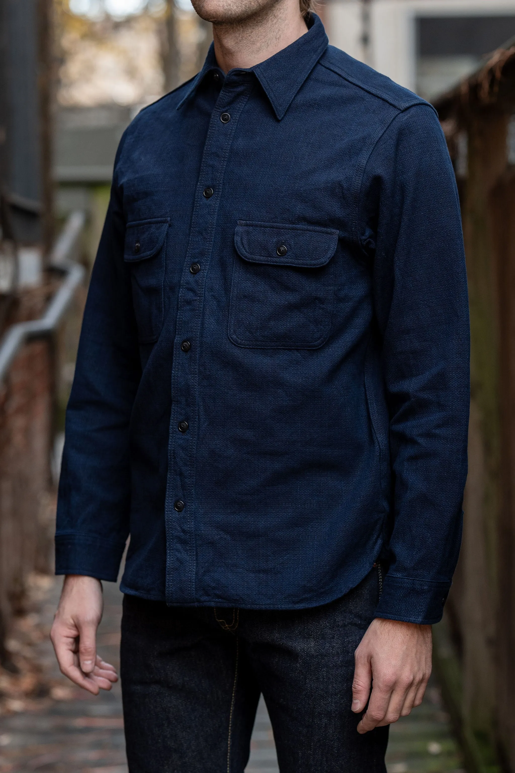 Samurai SAK24-01W Spotted Work Shirt - Indigo sold by Franklin and Poe product image thumbnail 2