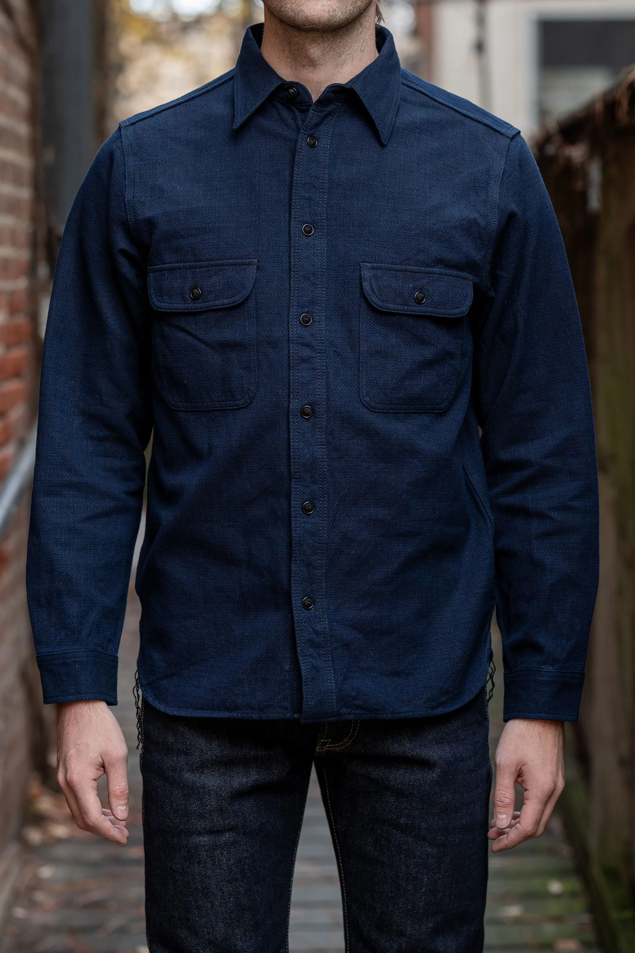 Samurai SAK24-01W Spotted Work Shirt - Indigo sold by Franklin and Poe