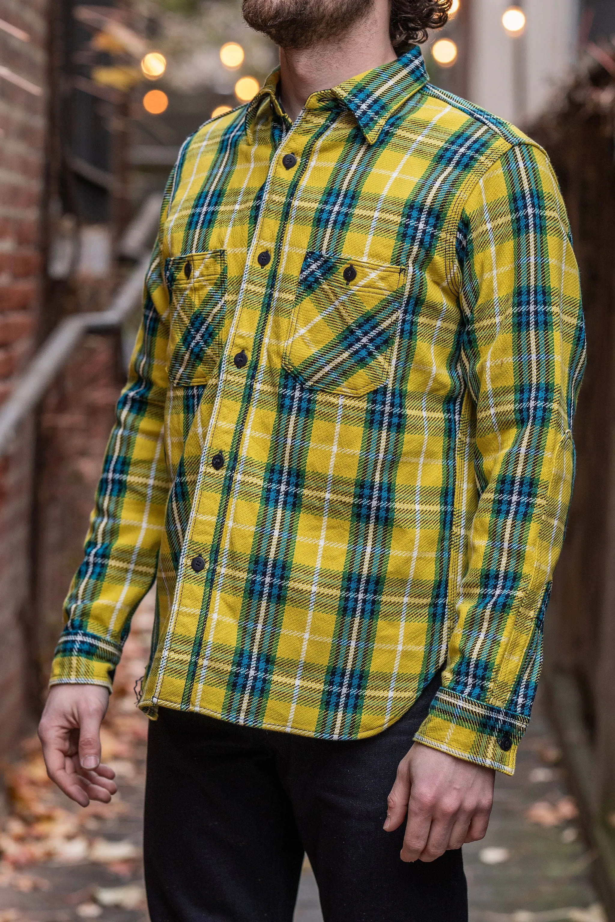 Samurai SIN24-02W Rope Dyed Flannel Shirt - Yellow sold by Franklin and Poe product image thumbnail 2