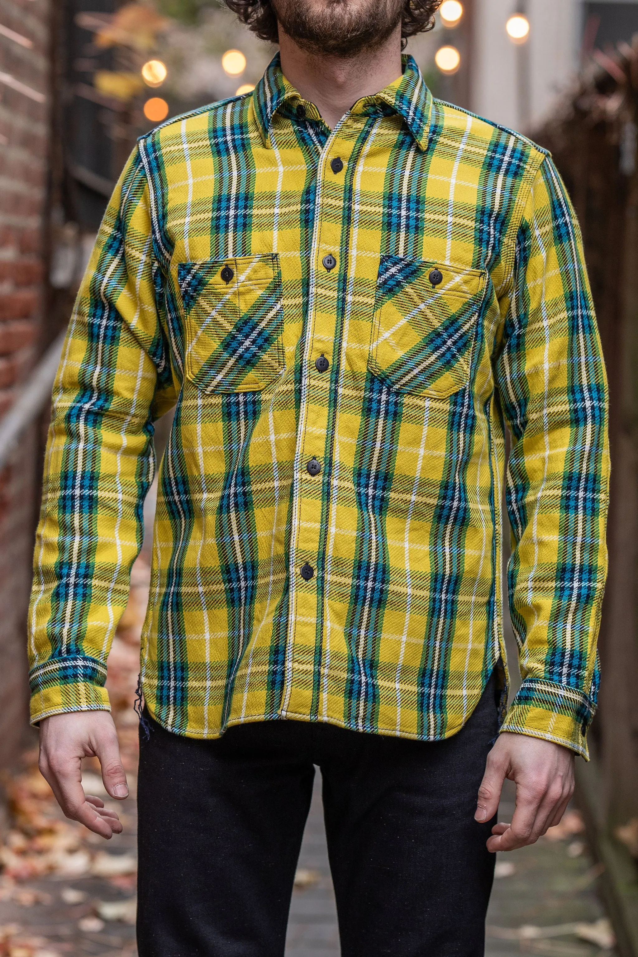 Samurai SIN24-02W Rope Dyed Flannel Shirt - Yellow sold by Franklin and Poe