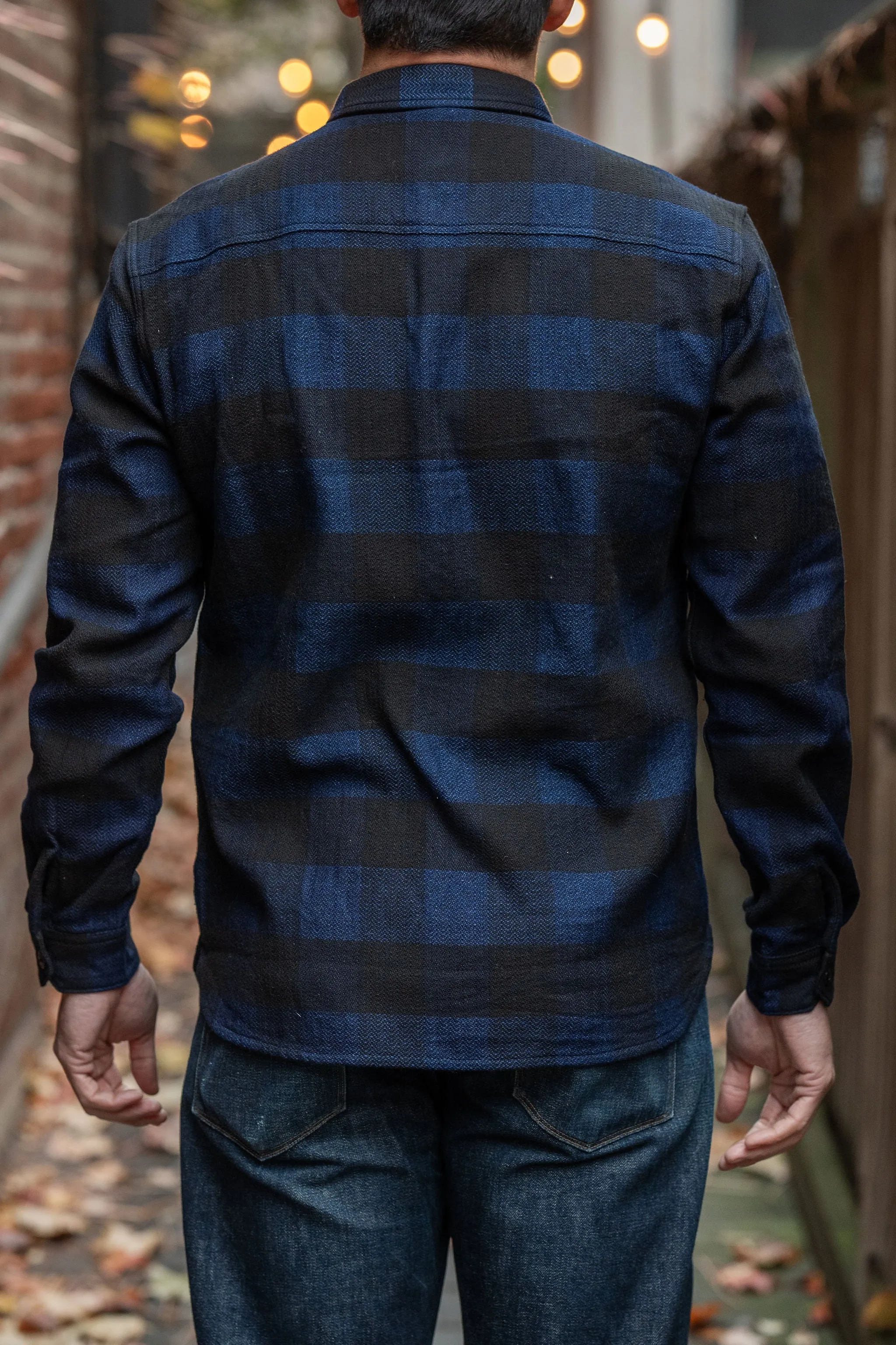The Flat Head FN-SNR-101SP Block Check Flannel Work Shirt - Indigo sold by Franklin and Poe product image thumbnail 3