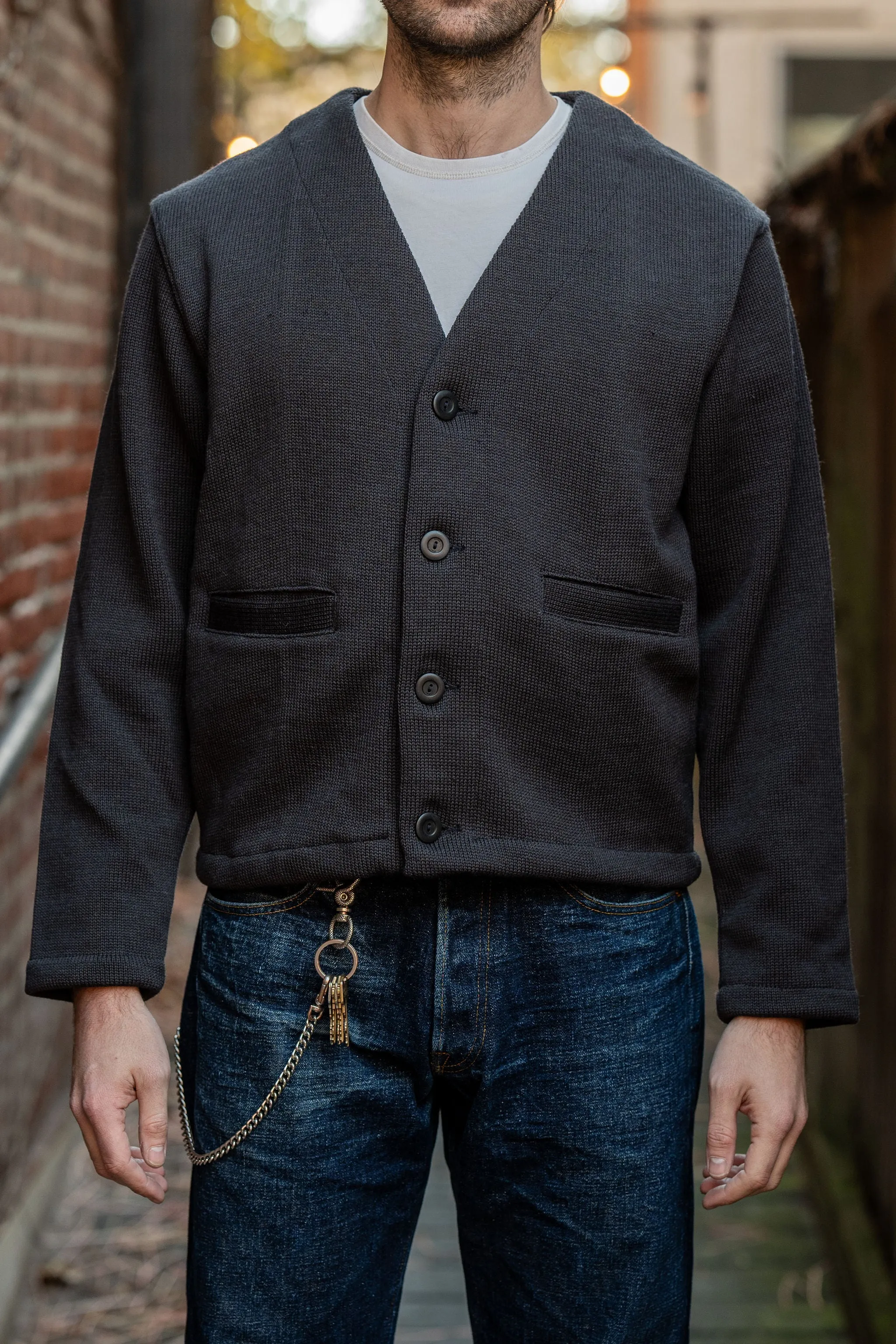 Dehen 1920 Slouchy Cardigan - Dark Charcoal sold by Franklin and Poe