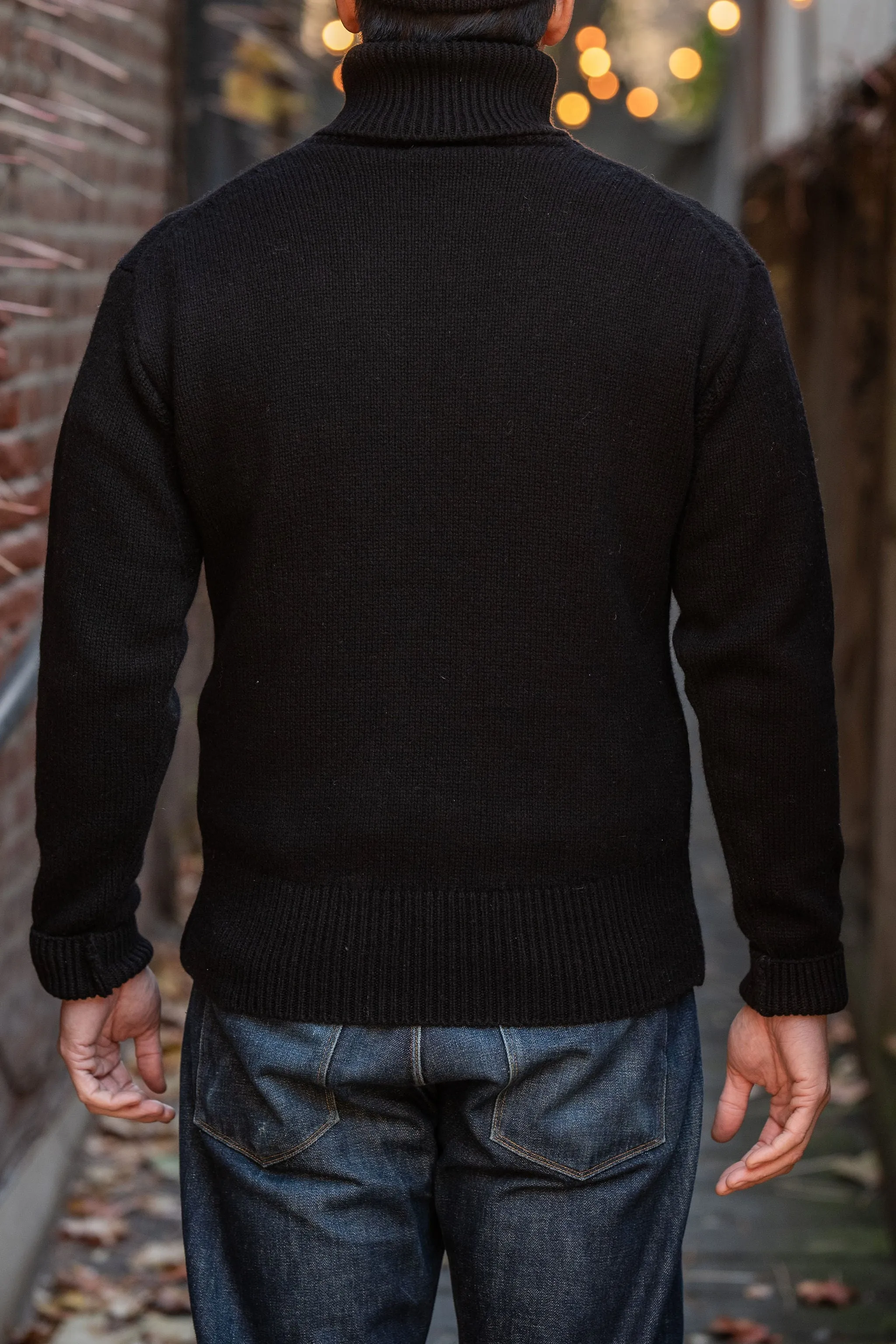 Merz b. Schwanen LOCT01 Turtleneck Pullover Merino Cashmere Blend - Deep Black sold by Franklin and Poe product image thumbnail 3