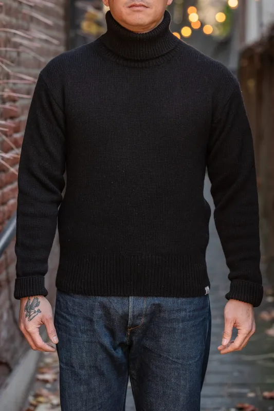 Merz b. Schwanen LOCT01 Turtleneck Pullover Merino Cashmere Blend - Deep Black sold by Franklin and Poe