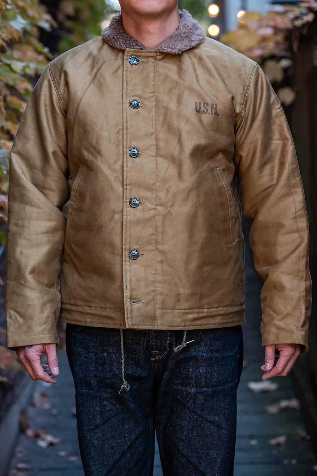 Buzz Rickson's BR15345 Type N-1 “Navy Department Demotex" - Khaki sold by Franklin and Poe