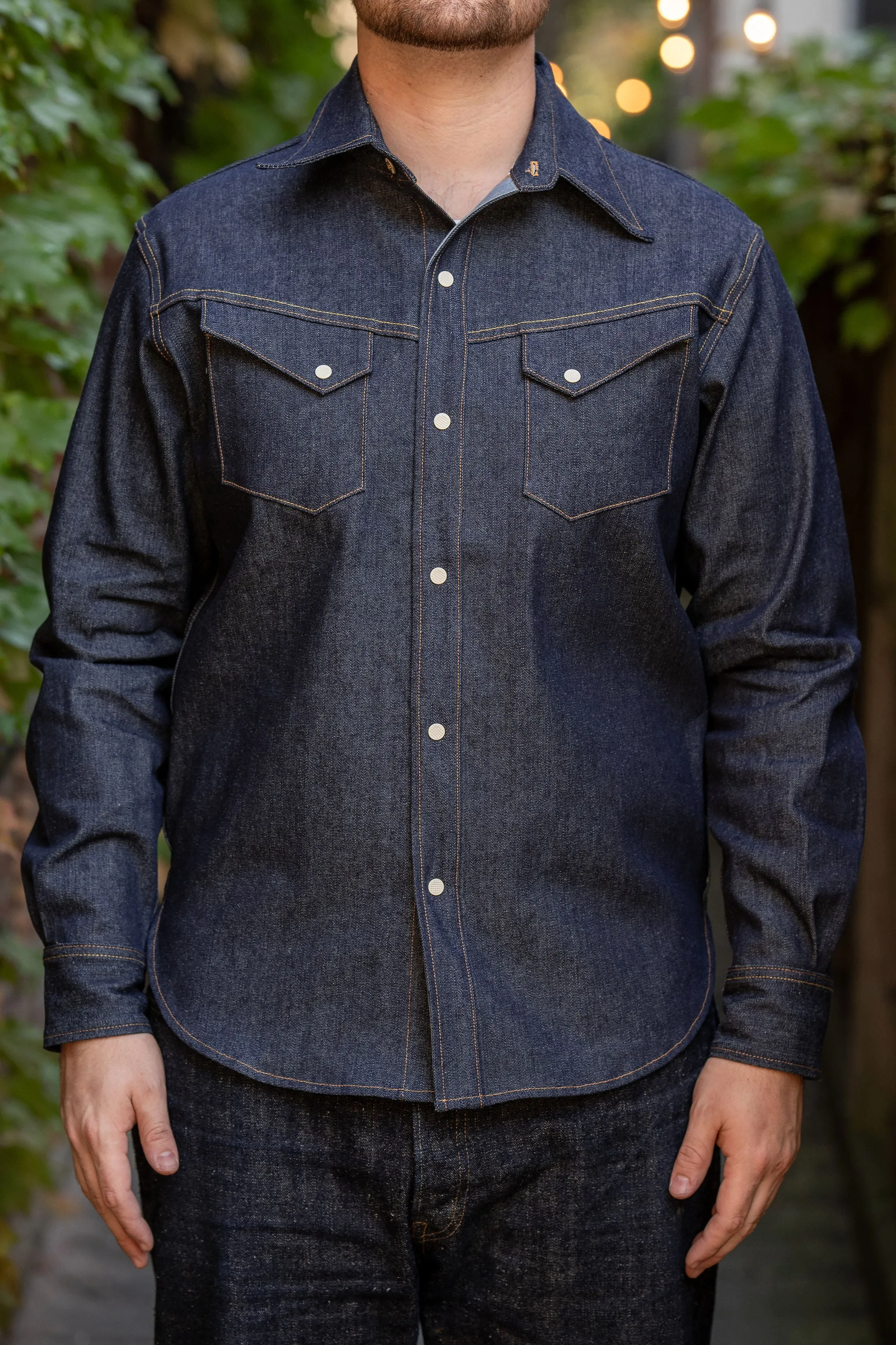 Mister Freedom Appaloosa Western Snap Shirt - 10oz NOS 2×1 “Liberty” Denim sold by Franklin and Poe