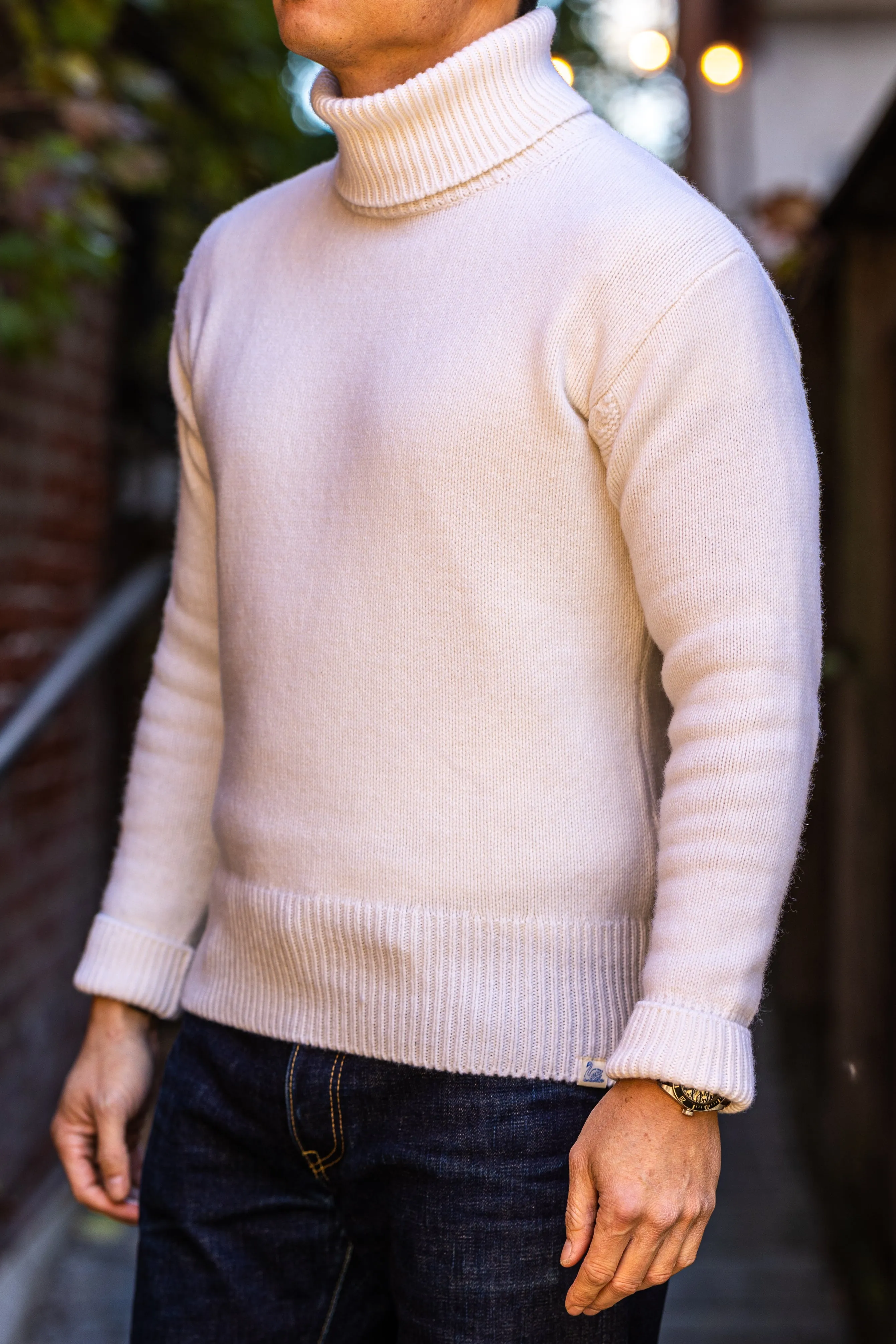 Merz b. Schwanen LOCT01 Turtleneck Pullover Merino Cashmere Blend - Nature sold by Franklin and Poe product image thumbnail 2