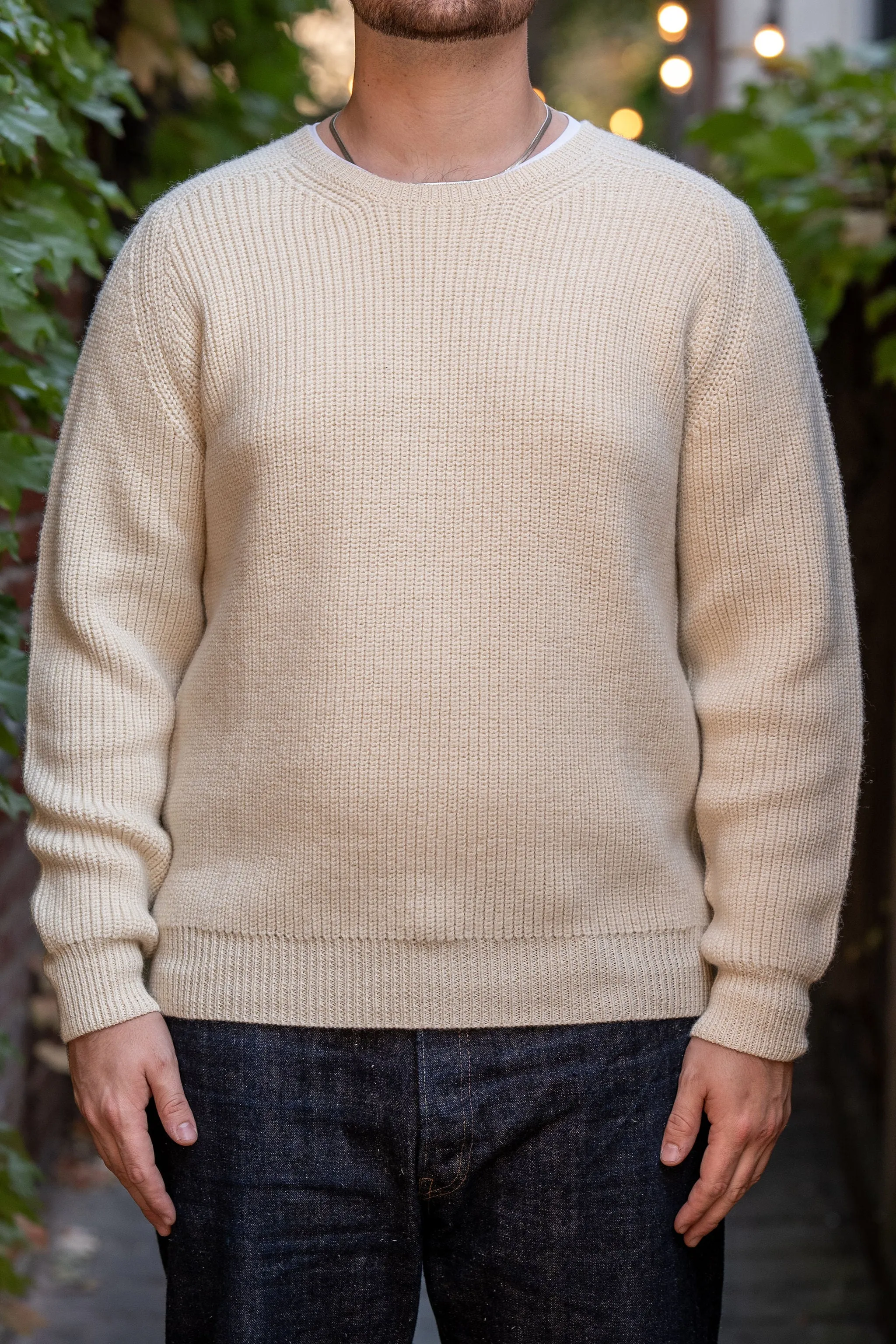 Wythe Highland Shakerknit Crewneck Sweater - Cream sold by Franklin and Poe