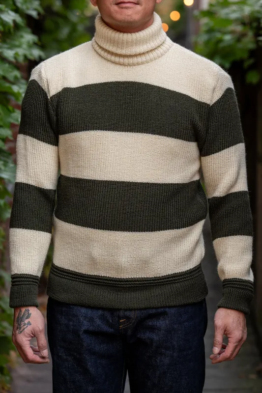 Heimat Textil Signal Sweater - Seashell/Military Green sold by Franklin and Poe