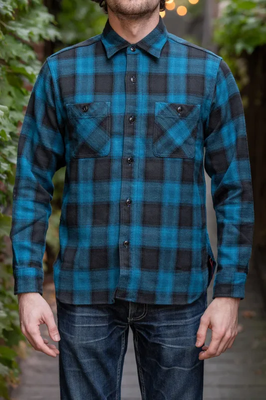 Sugar Cane Lot No. SC29359 Twill Check Work Shirt - Blue sold by Franklin and Poe