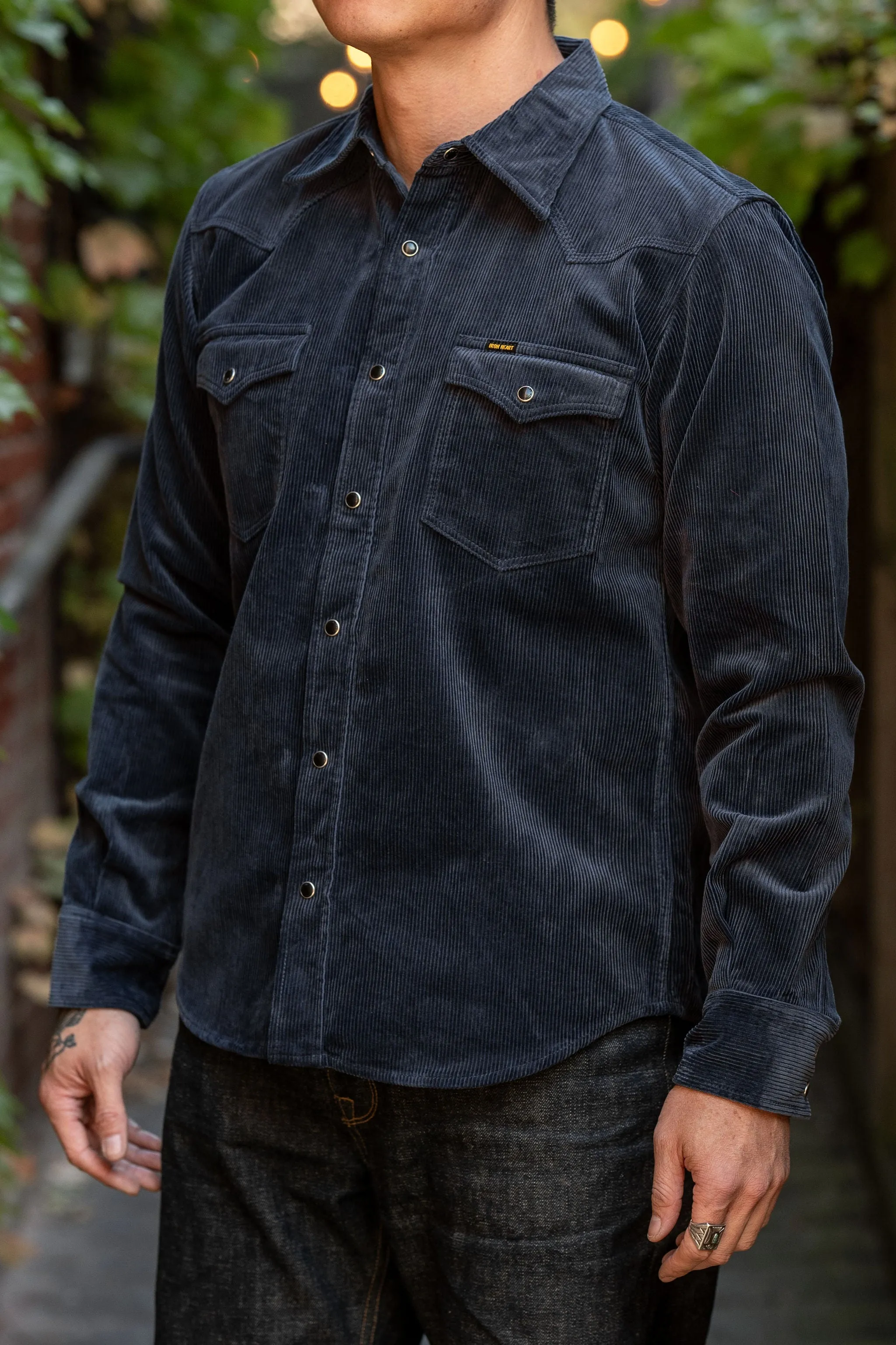 Iron Heart IHSH-398-NAV 11oz Corduroy Western Shirt - Navy sold by Franklin and Poe product image thumbnail 2